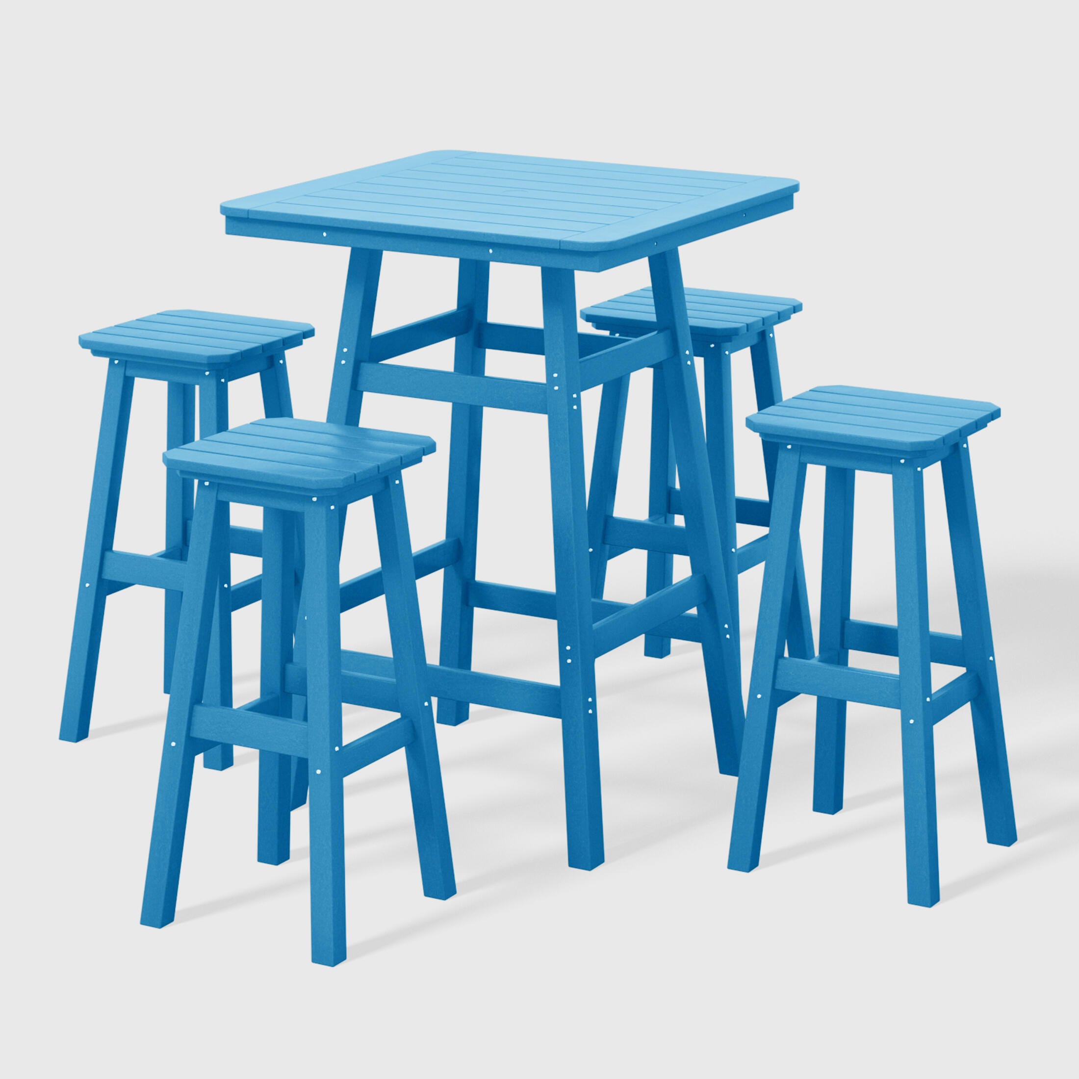 Westin Furniture Otto Outdoor Square Bar Table and 4 Bar Stools, Pacific Blue, large