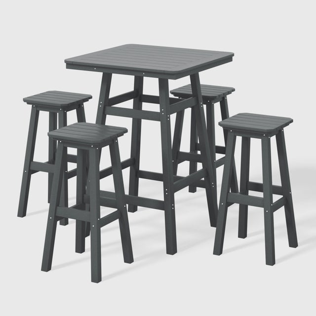 Westin Furniture Otto Outdoor Square Bar Table and 4 Bar Stools, Gray