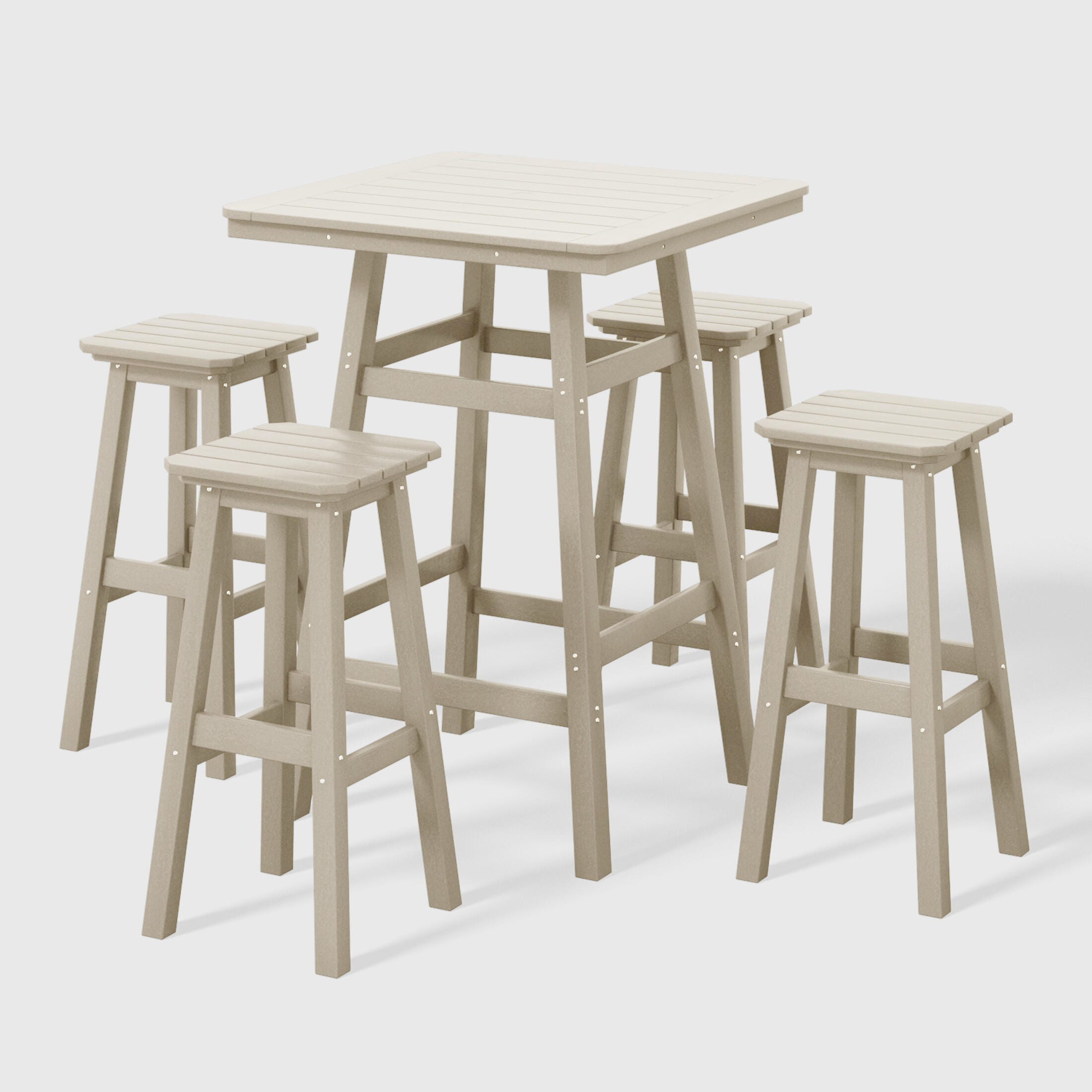 Westin Furniture Otto Outdoor Square Bar Table and 4 Bar Stools, Sand, large