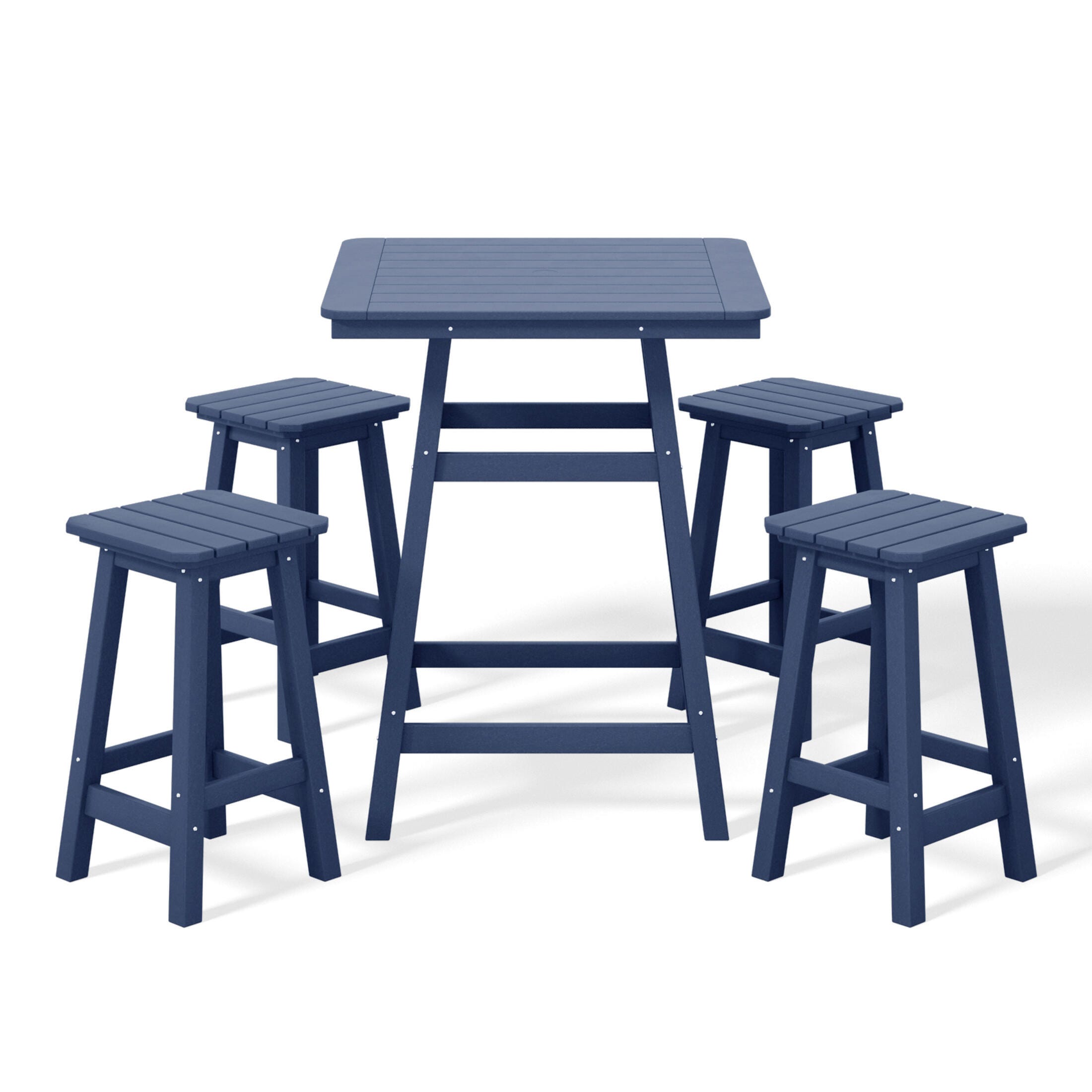 Westin Furniture Otto Outdoor Counter Height Bar Table and 4 Bar Stools, Navy Blue, large