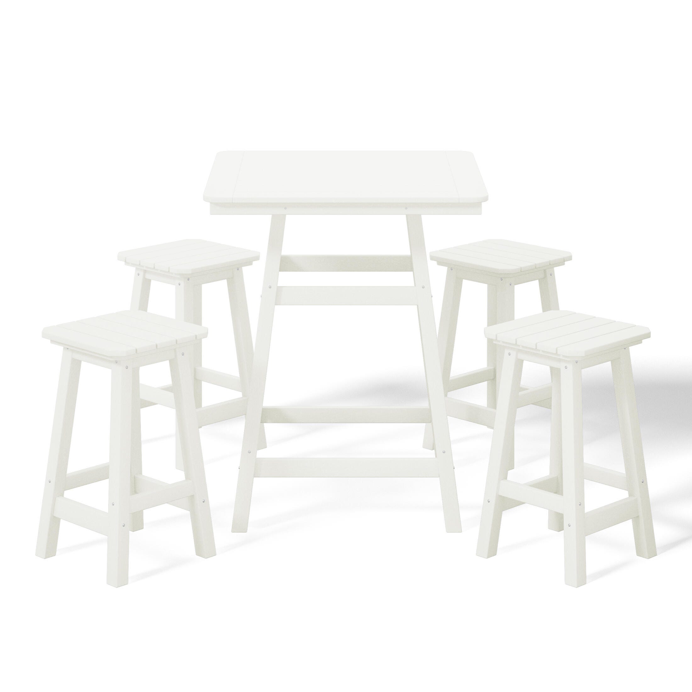 Westin Furniture Otto Outdoor Counter Height Bar Table and 4 Bar Stools, White, large
