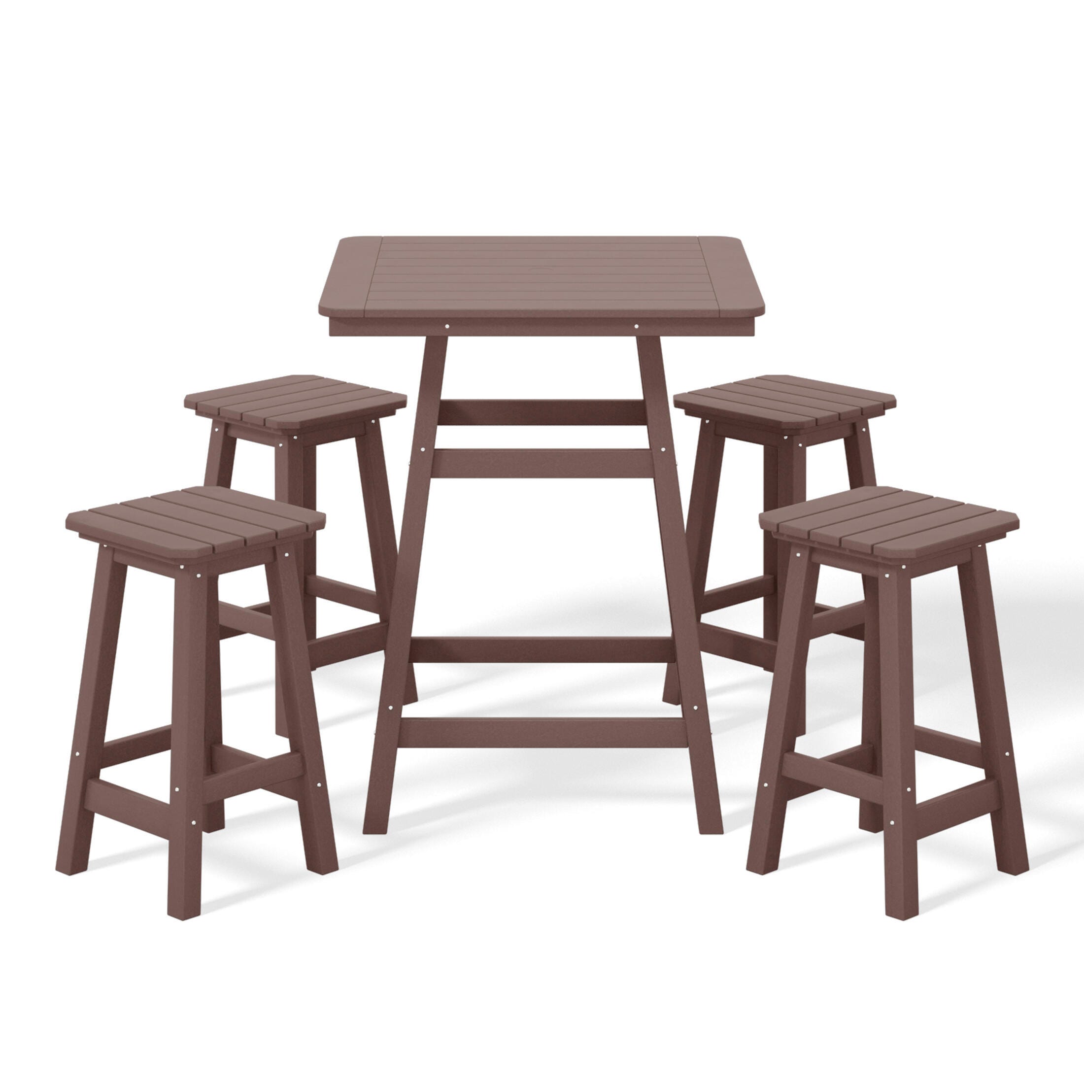 Westin Furniture Otto Outdoor Counter Height Bar Table and 4 Bar Stools, Dark Brown, large