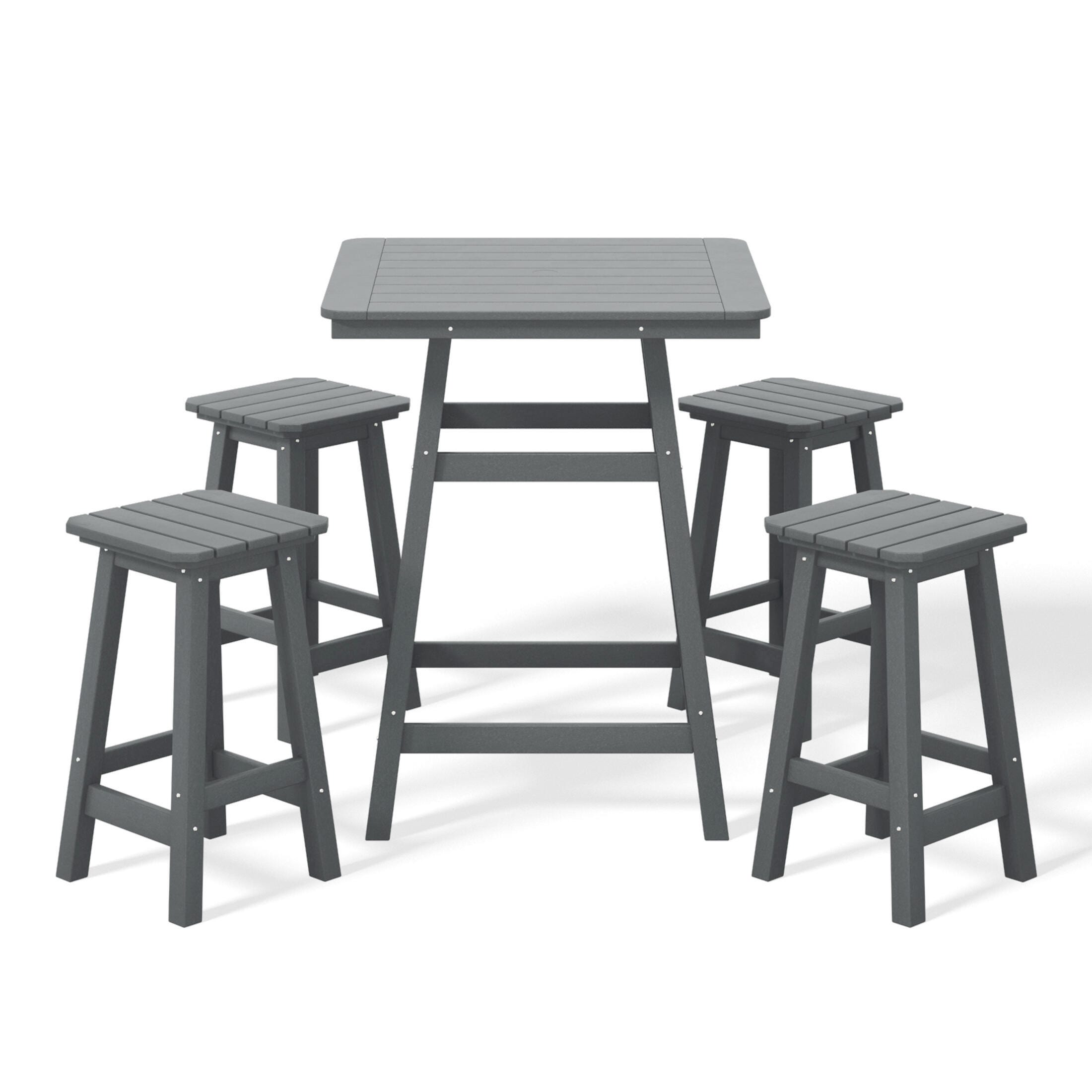 Westin Furniture Otto Outdoor Counter Height Bar Table and 4 Bar Stools, Gray, large