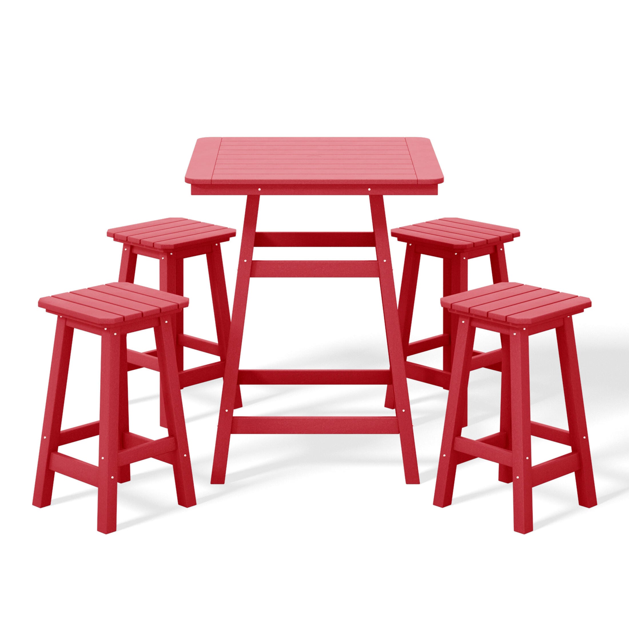 Westin Furniture Otto Outdoor Counter Height Bar Table and 4 Bar Stools, Red, large