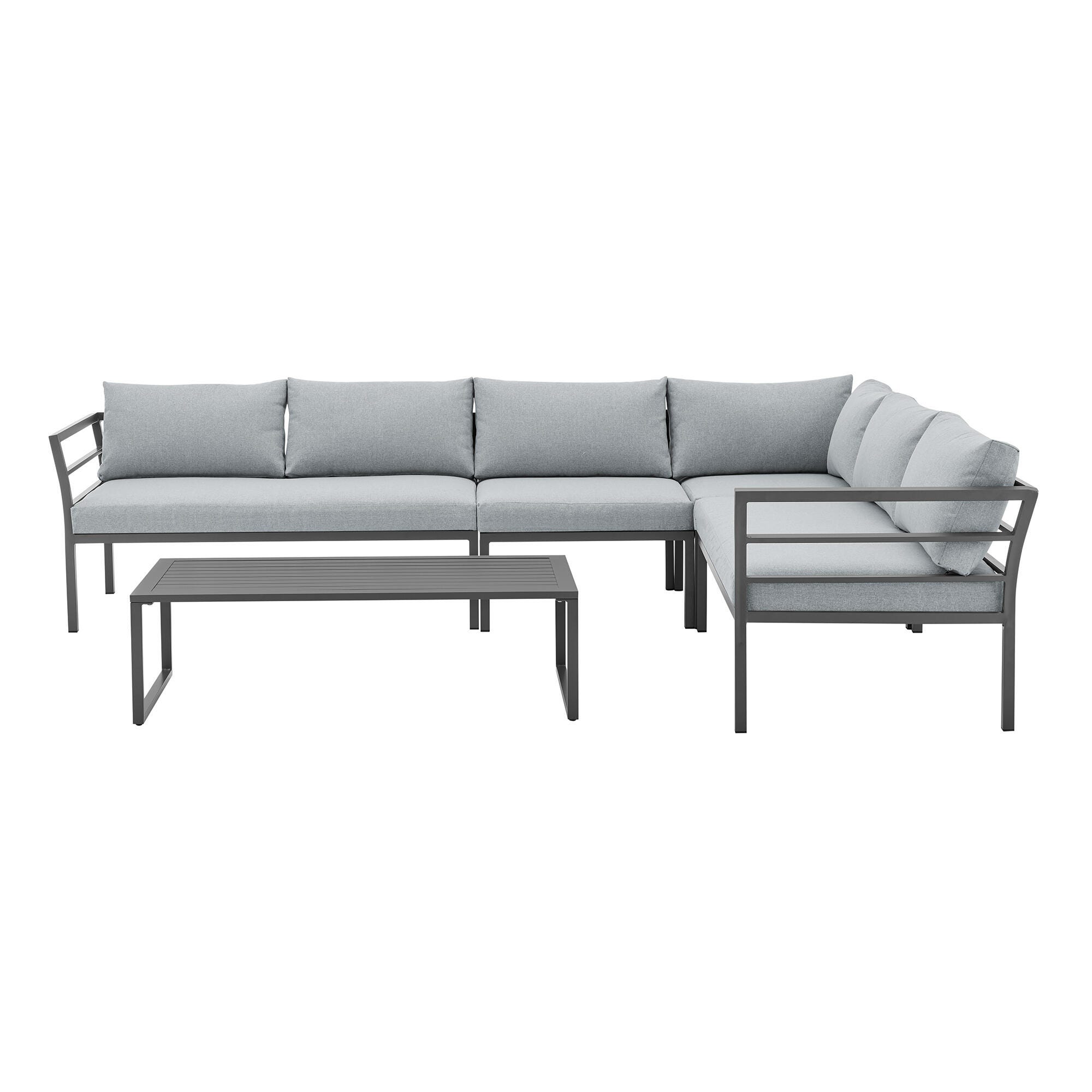 Manhattan Comfort Sunnyside 5-Piece Outdoor Conversation Set With Coffee Table, Gray, large