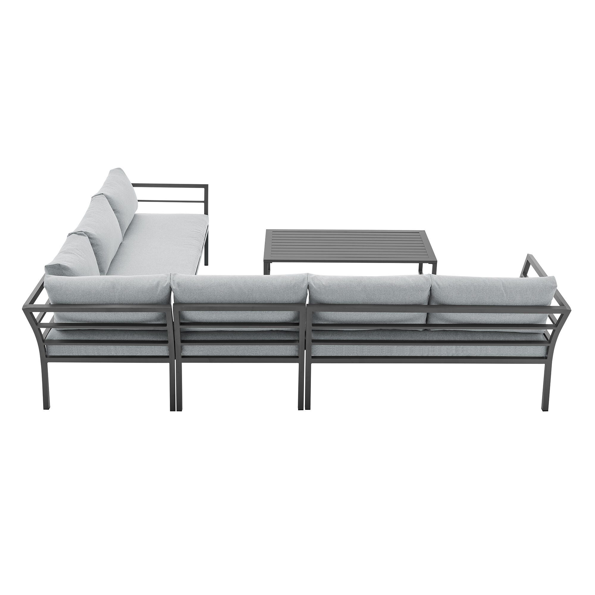 Manhattan Comfort Sunnyside 5-Piece Outdoor Conversation Set With Coffee Table, Gray, large
