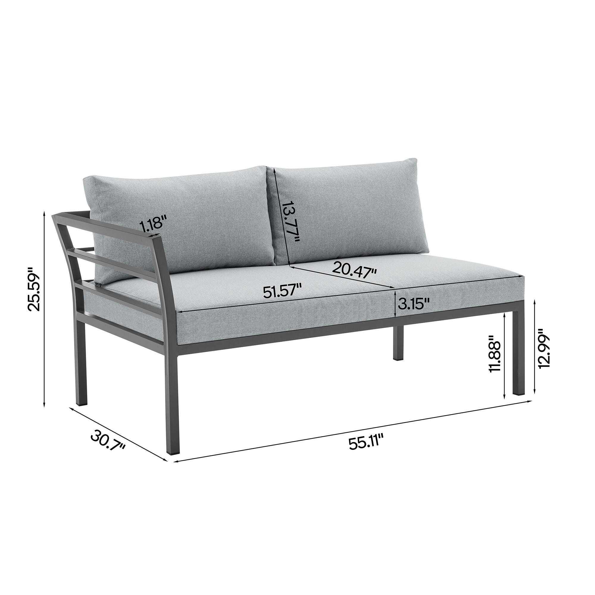 Manhattan Comfort Sunnyside 5-Piece Outdoor Conversation Set With Coffee Table, Gray, large