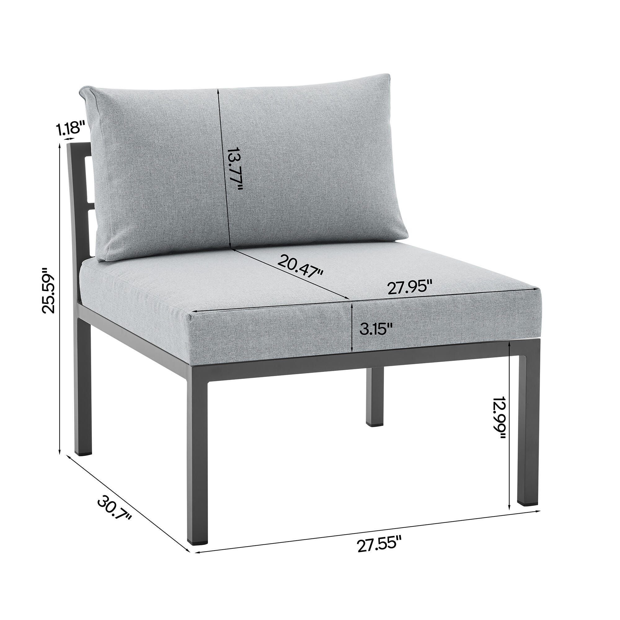 Manhattan Comfort Sunnyside 5-Piece Outdoor Conversation Set With Coffee Table, Gray, large