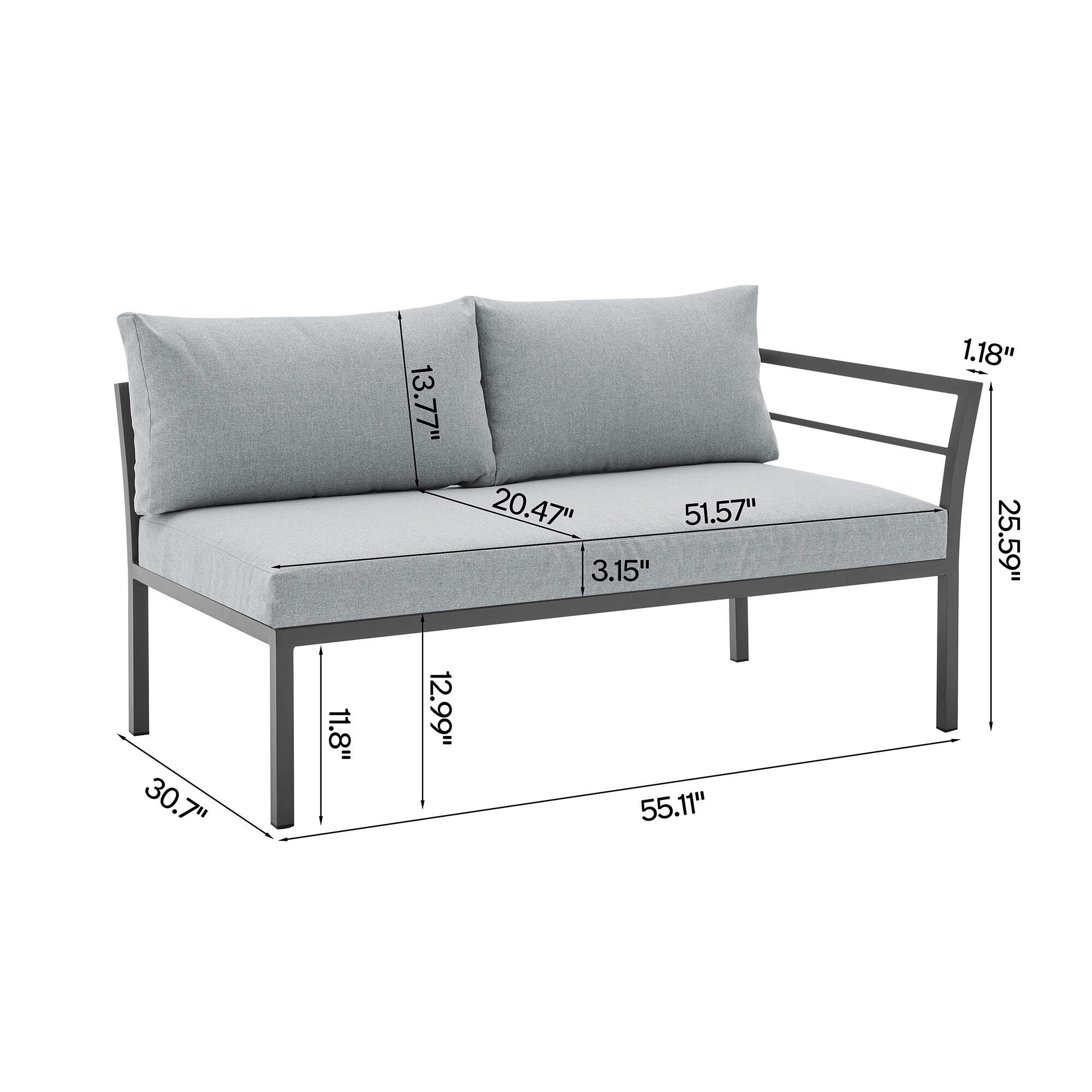 Manhattan Comfort Sunnyside 5-Piece Outdoor Conversation Set With Coffee Table, Gray, large