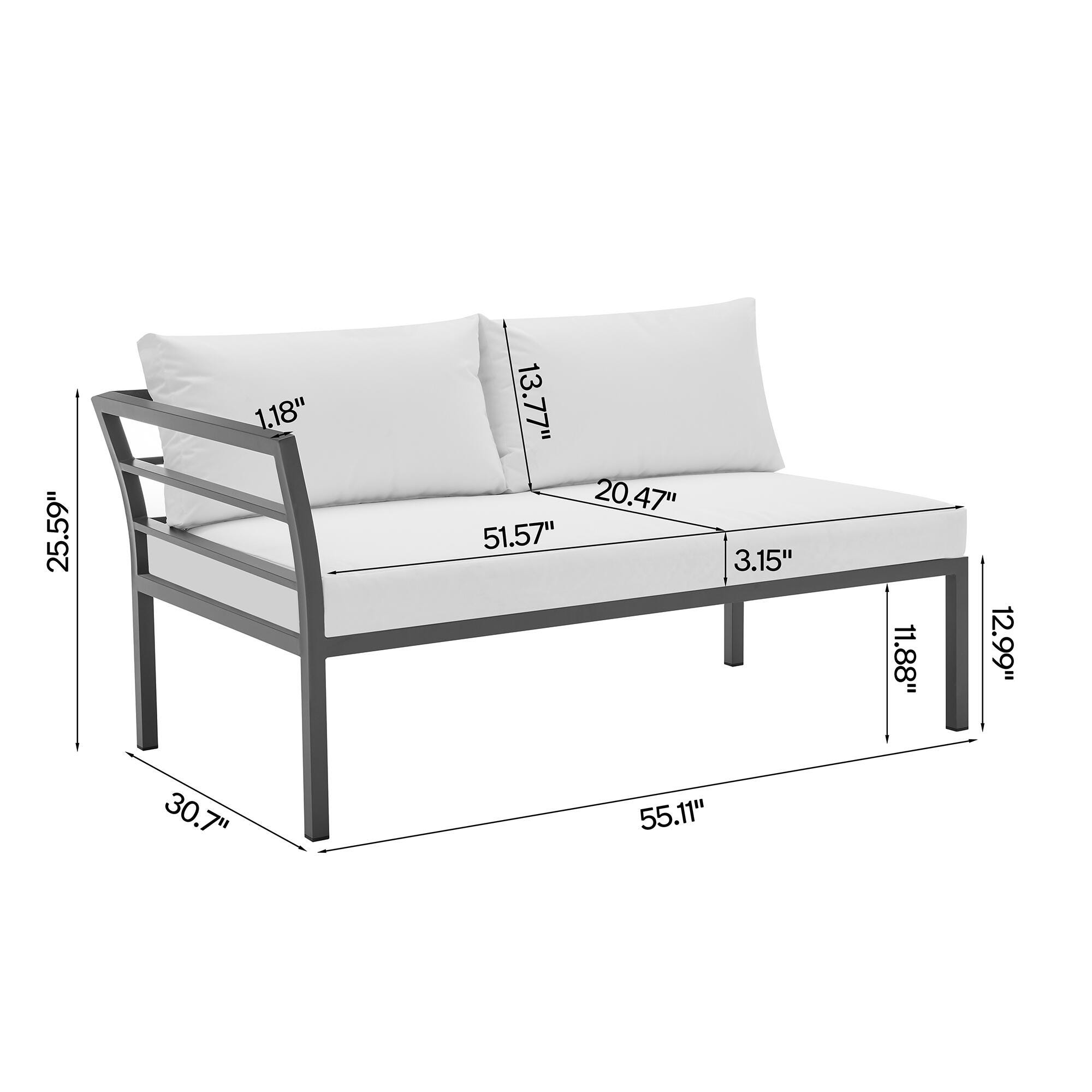 Manhattan Comfort Sunnyside 5-Piece Outdoor Conversation Set With Coffee Table, White, large