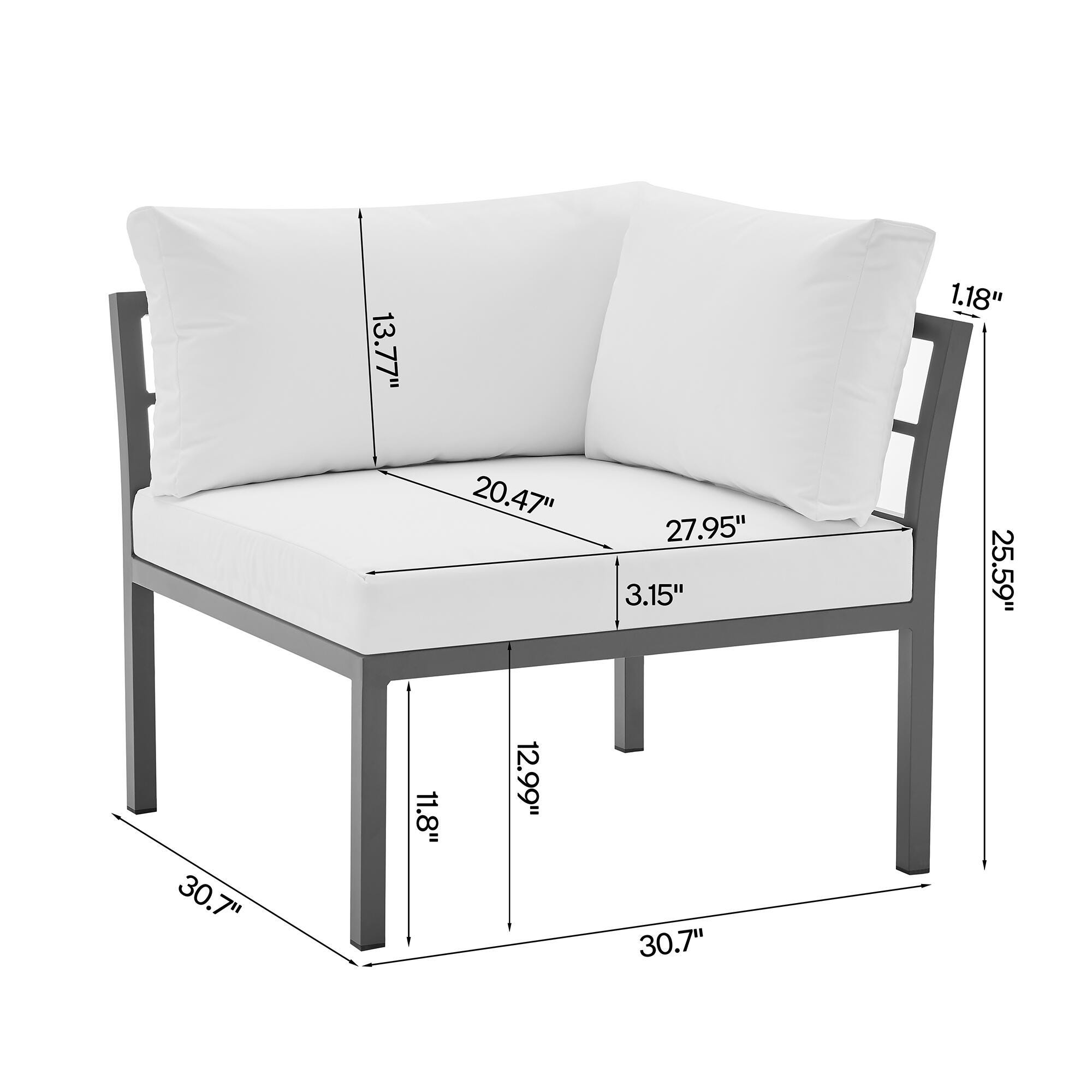 Manhattan Comfort Sunnyside 5-Piece Outdoor Conversation Set With Coffee Table, White, large