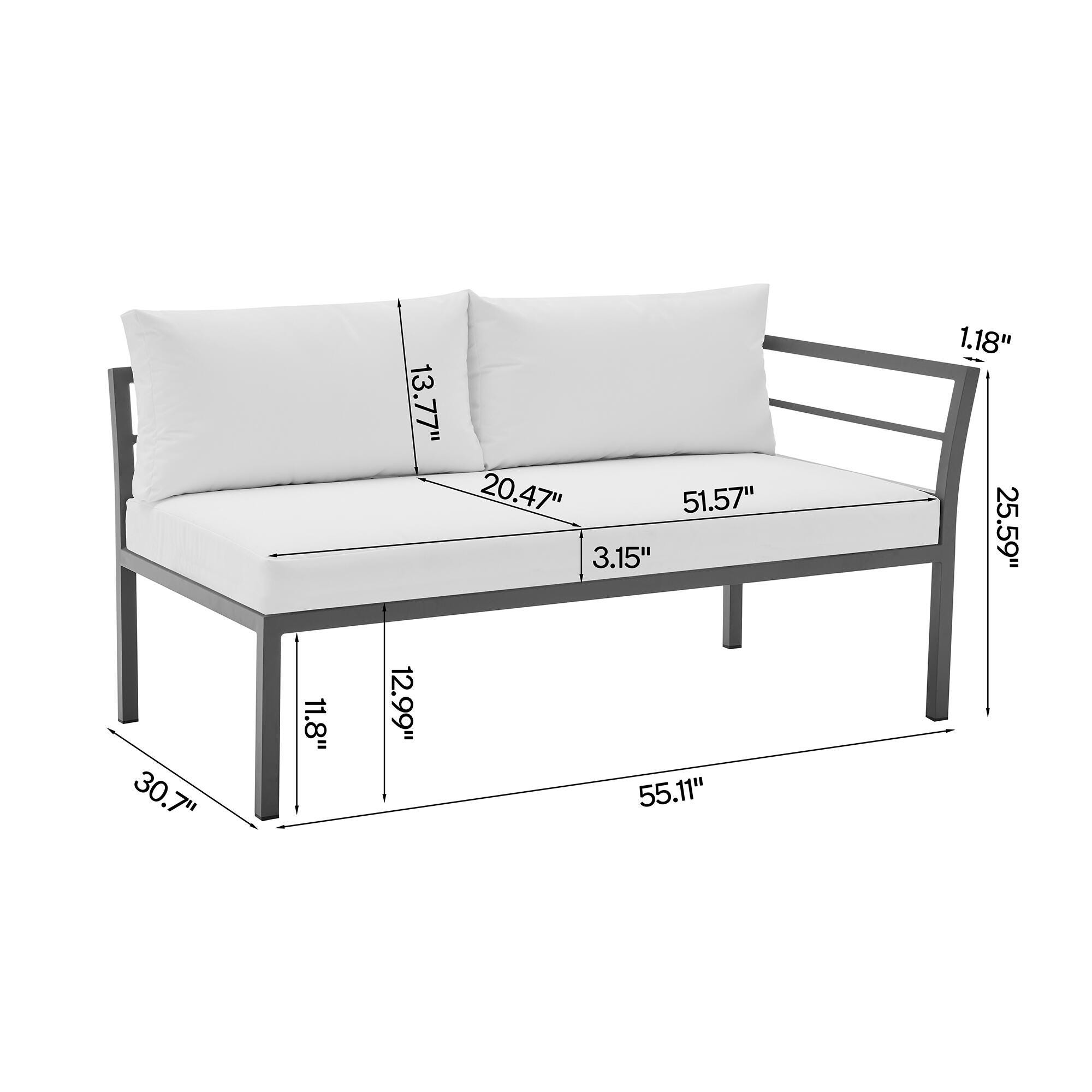 Manhattan Comfort Sunnyside 5-Piece Outdoor Conversation Set With Coffee Table, White, large