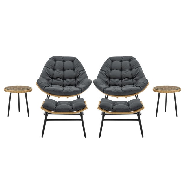 Manhattan Comfort Benson Outdoor Rocking Chair With Ottoman And Coffee Table