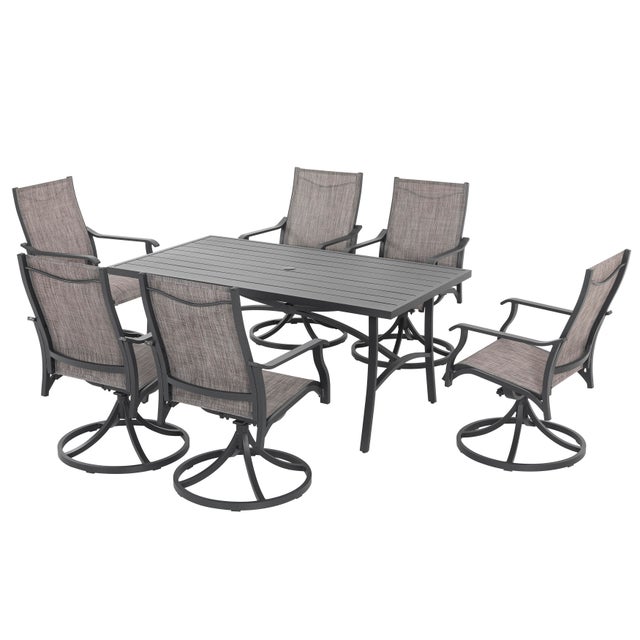 Nuu Garden 7-Piece Outdoor Aluminum Dining Set with Swivel Design