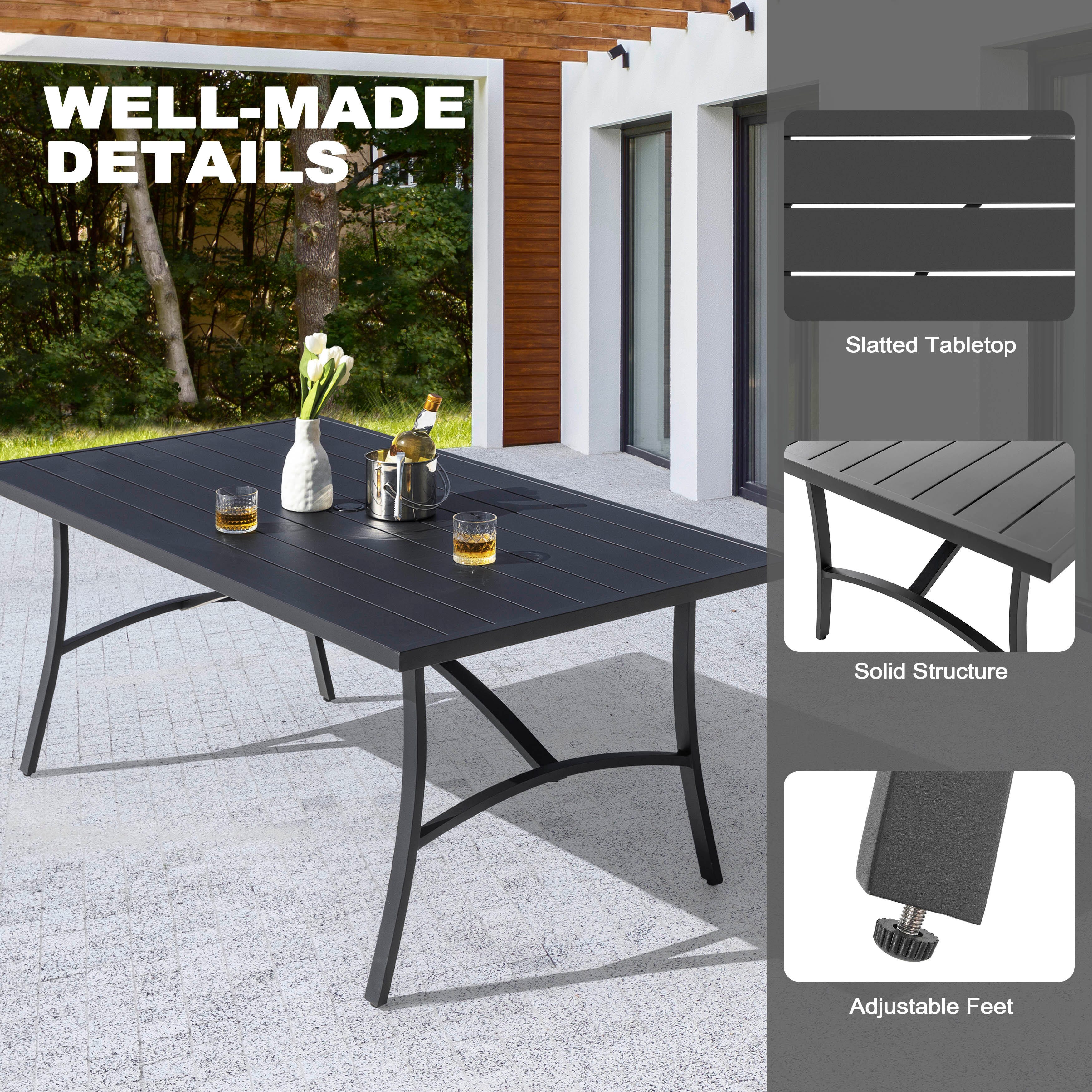 Nuu Garden Outdoor Dining Table and 6 Chairs, , large