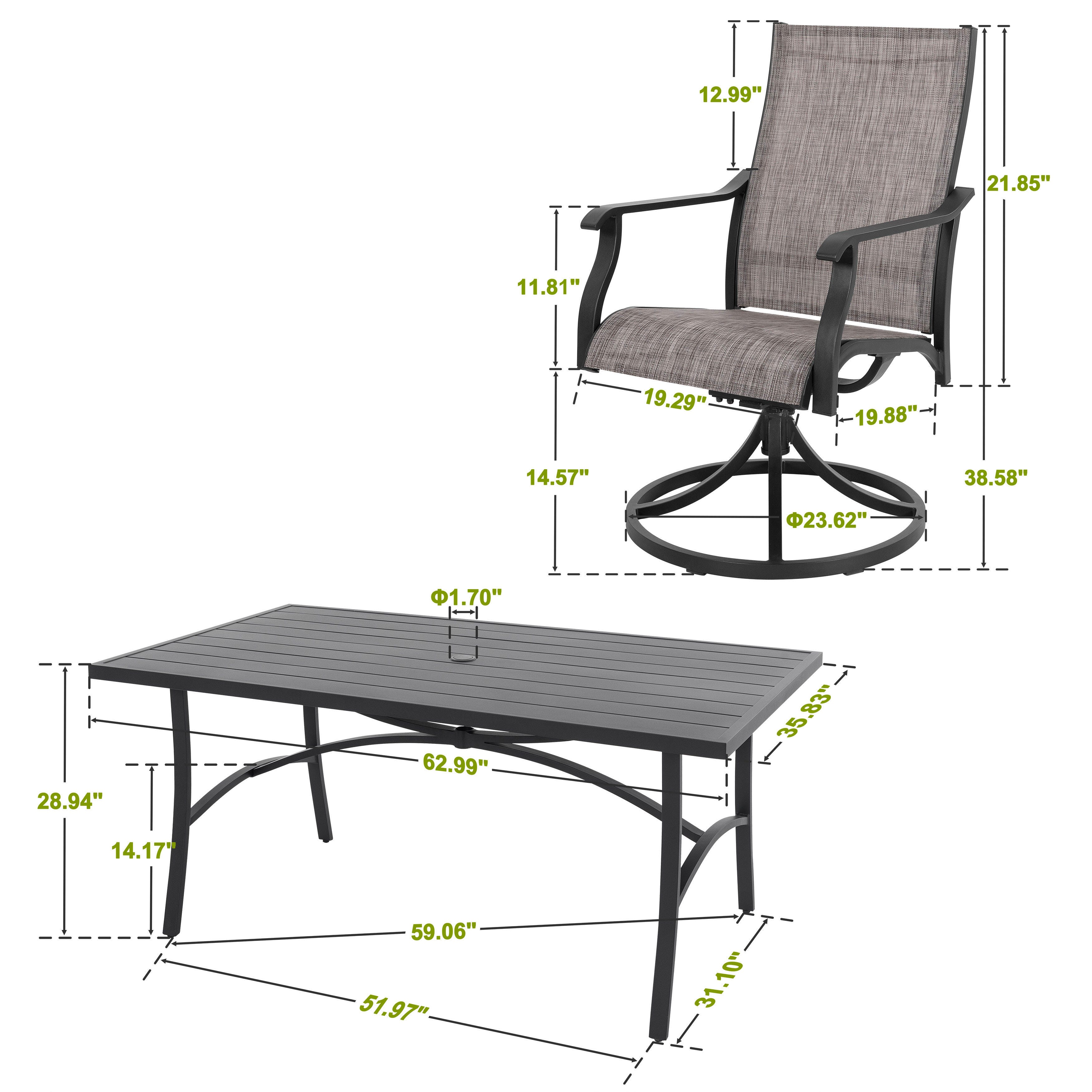 Nuu Garden Outdoor Dining Table and 6 Chairs, , large