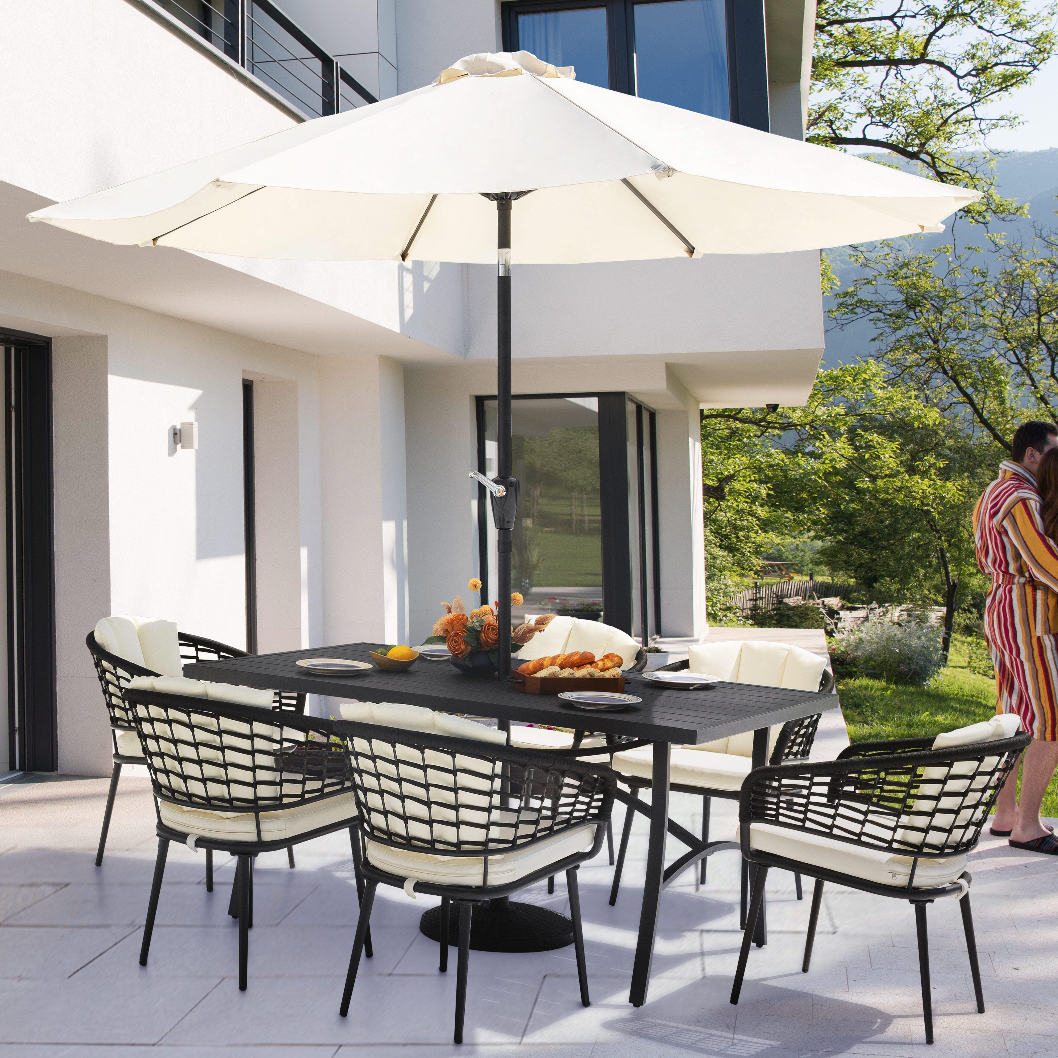 Nuu Garden Outdoor Dining Table with 6 Chairs, , large