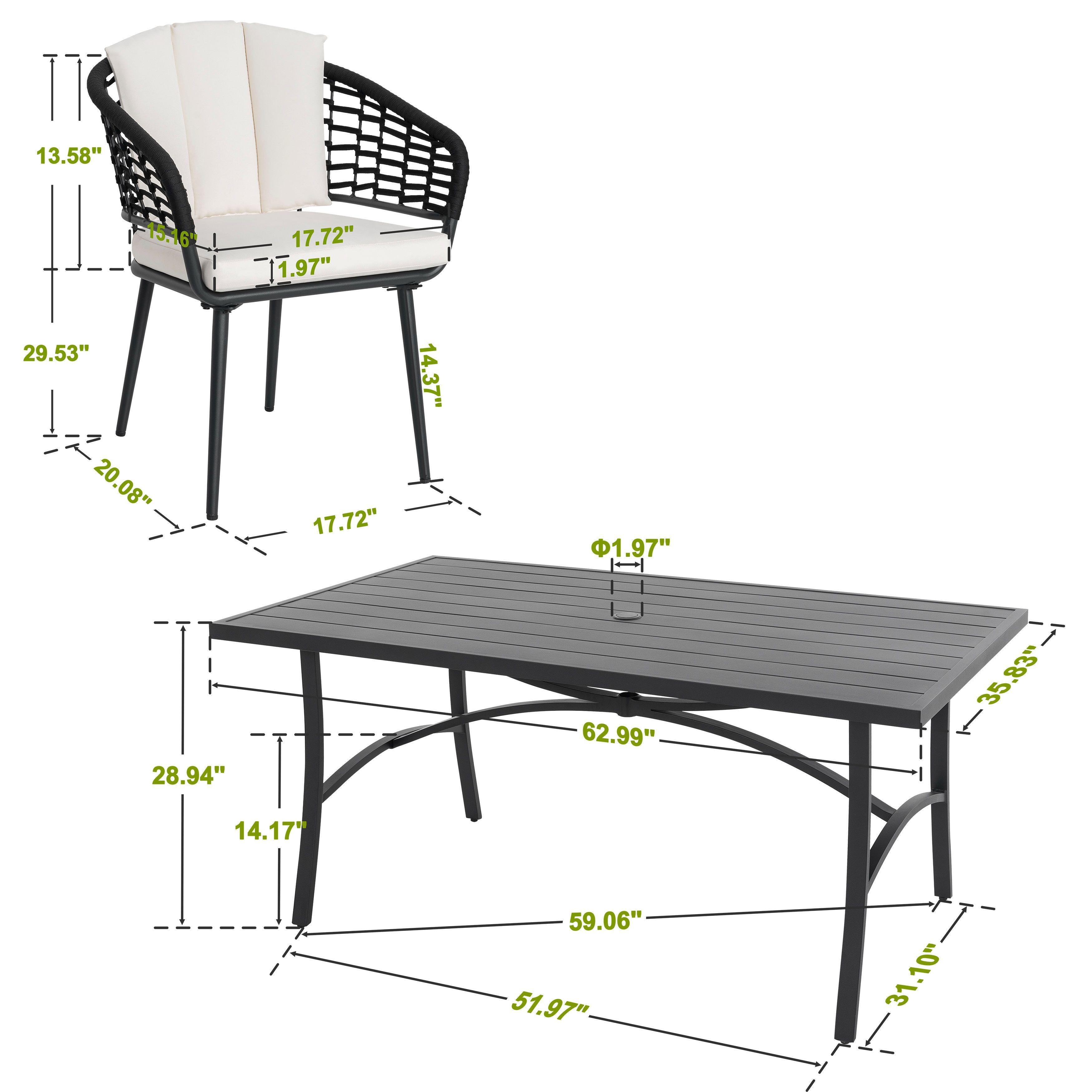Nuu Garden Outdoor Dining Table with 6 Chairs, , large
