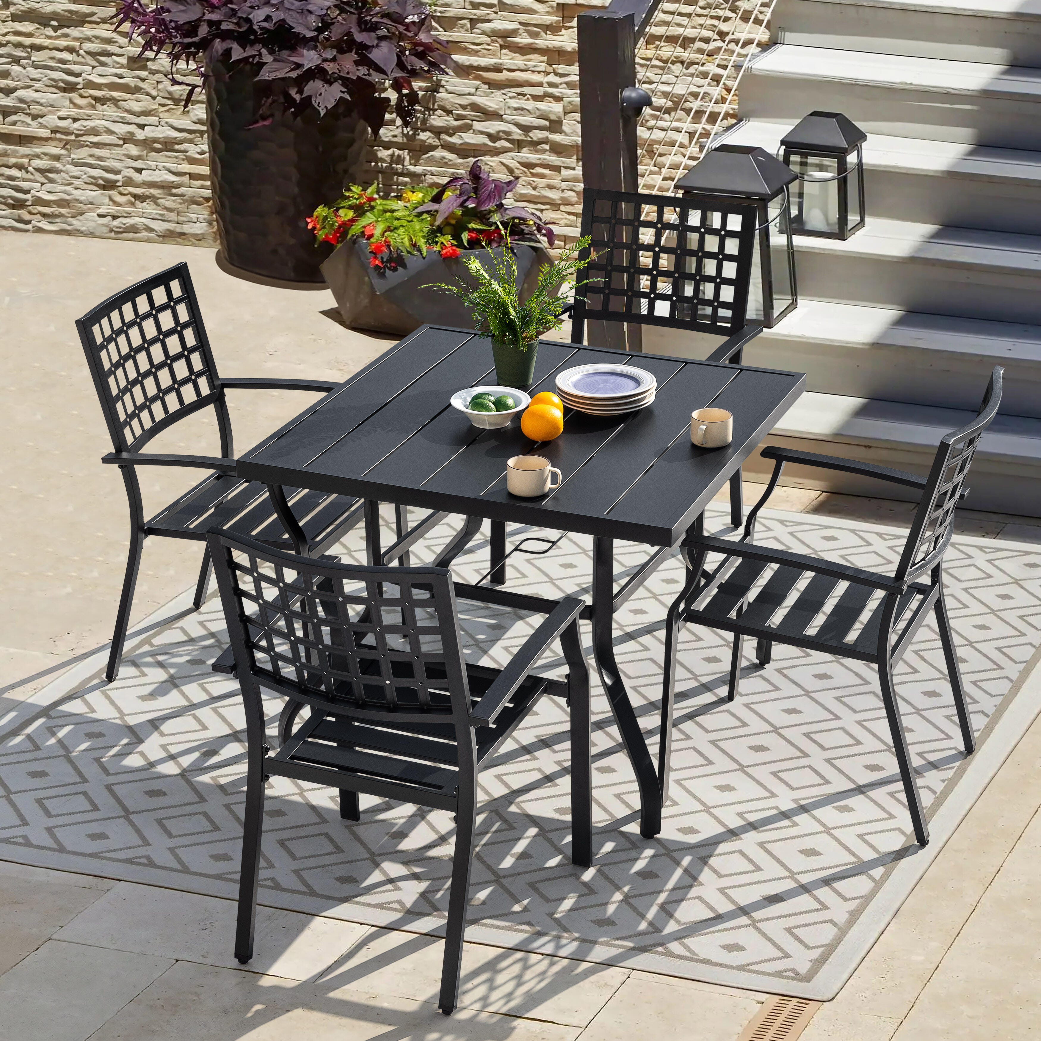 Nuu Garden Outdoor Dining Table with 4 Chairs, , large