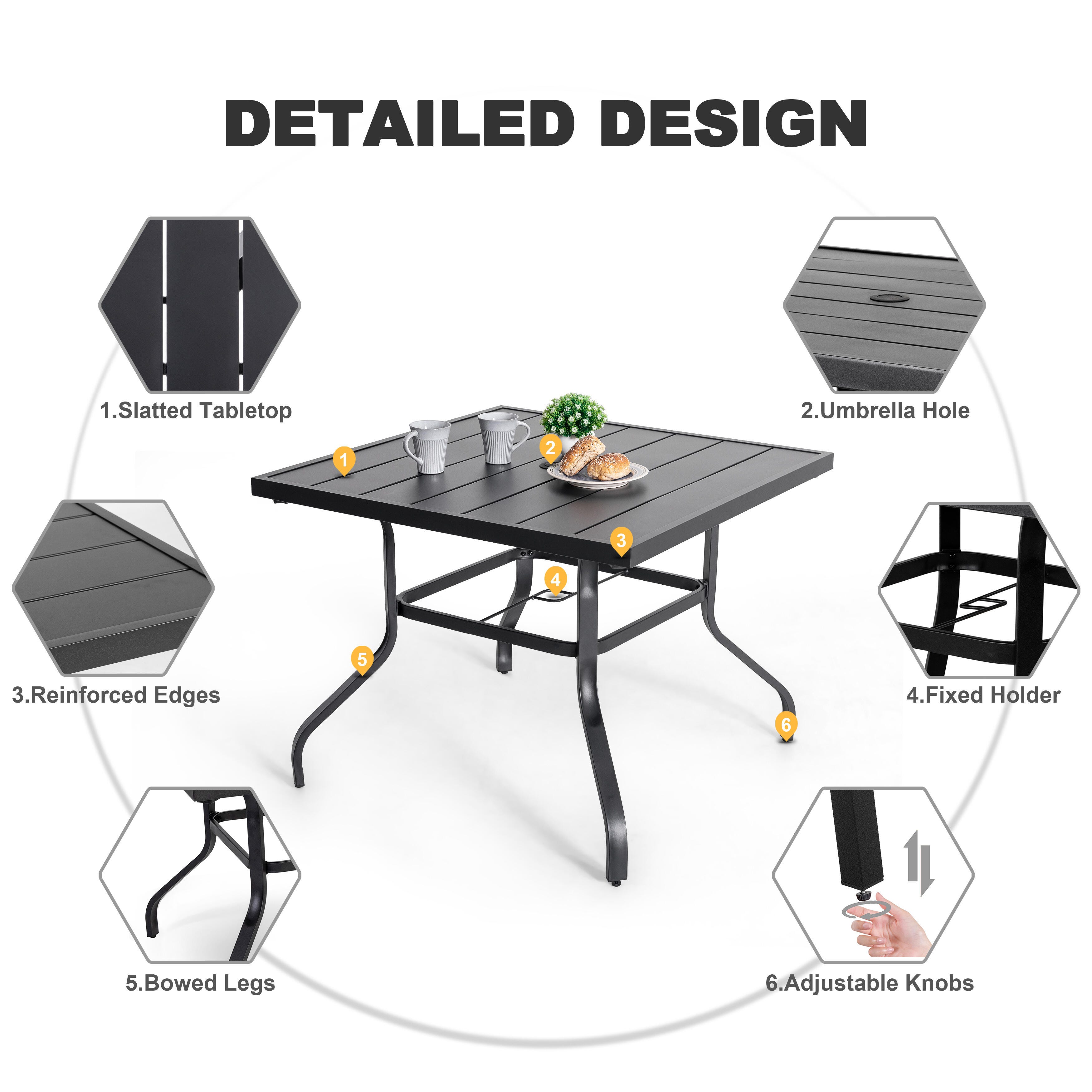 Nuu Garden Outdoor Square Dining Table and 4 Chairs, , large