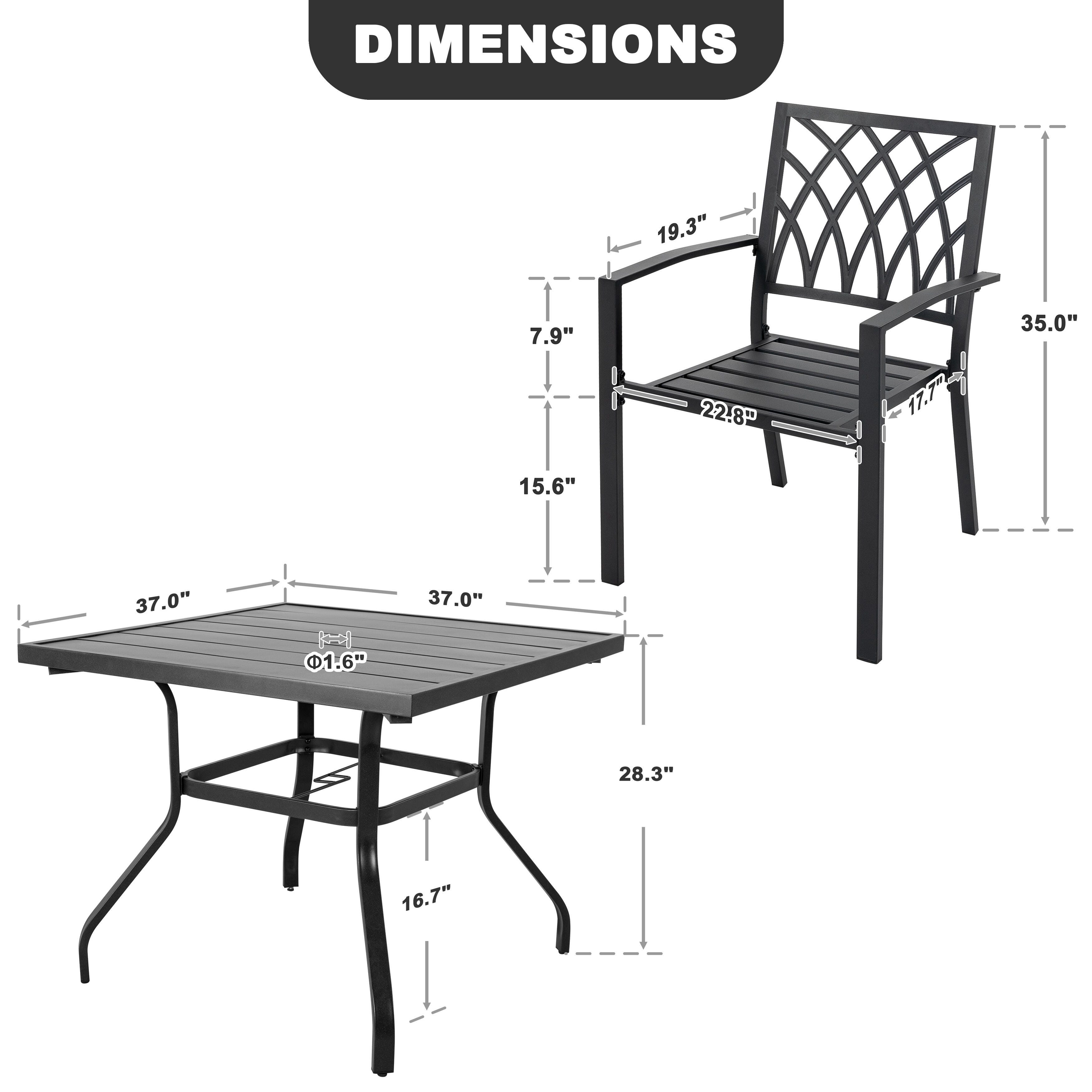 Nuu Garden Outdoor Square Dining Table and 4 Chairs, , large