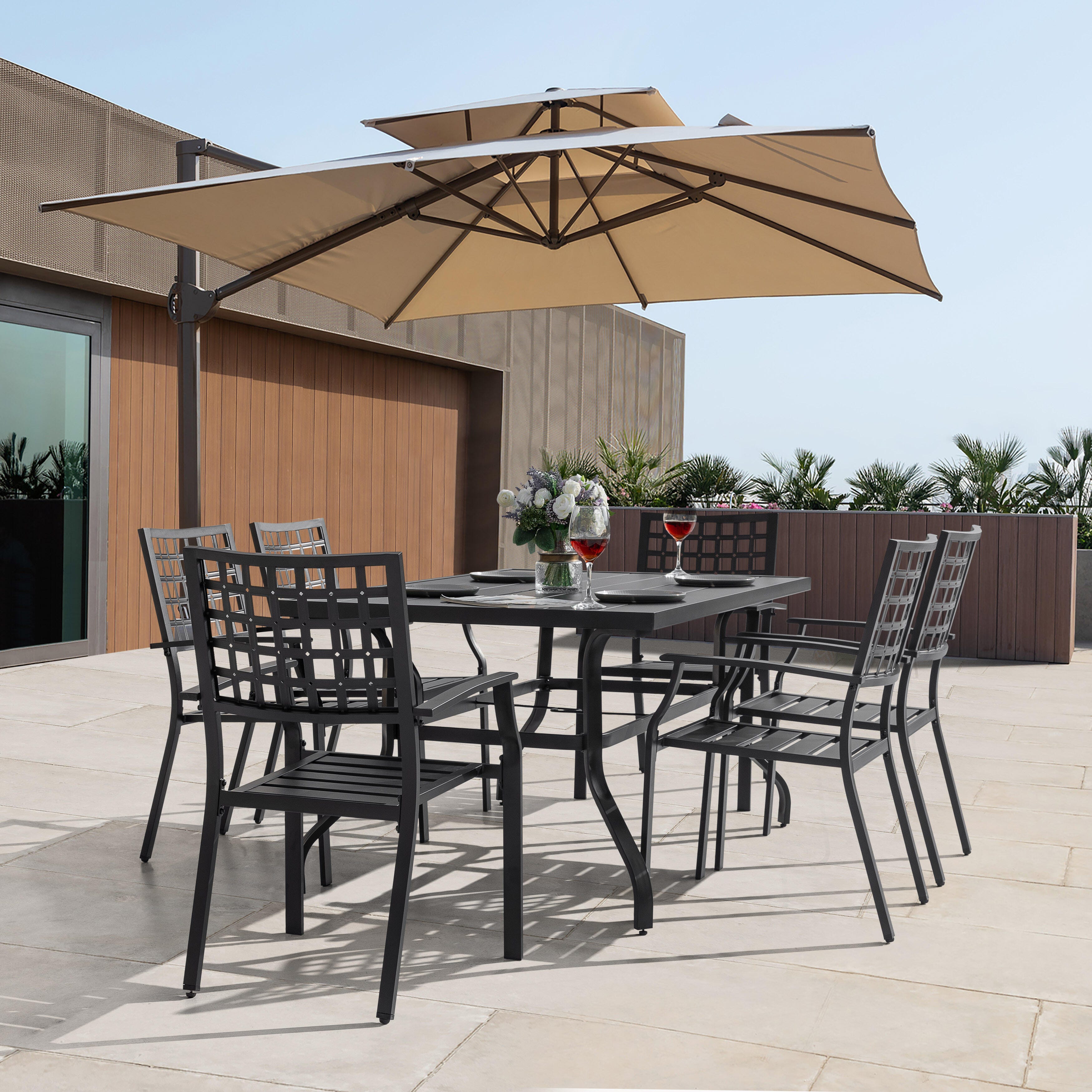 Nuu Garden Outdoor Dining Table with 6 Chairs, , large