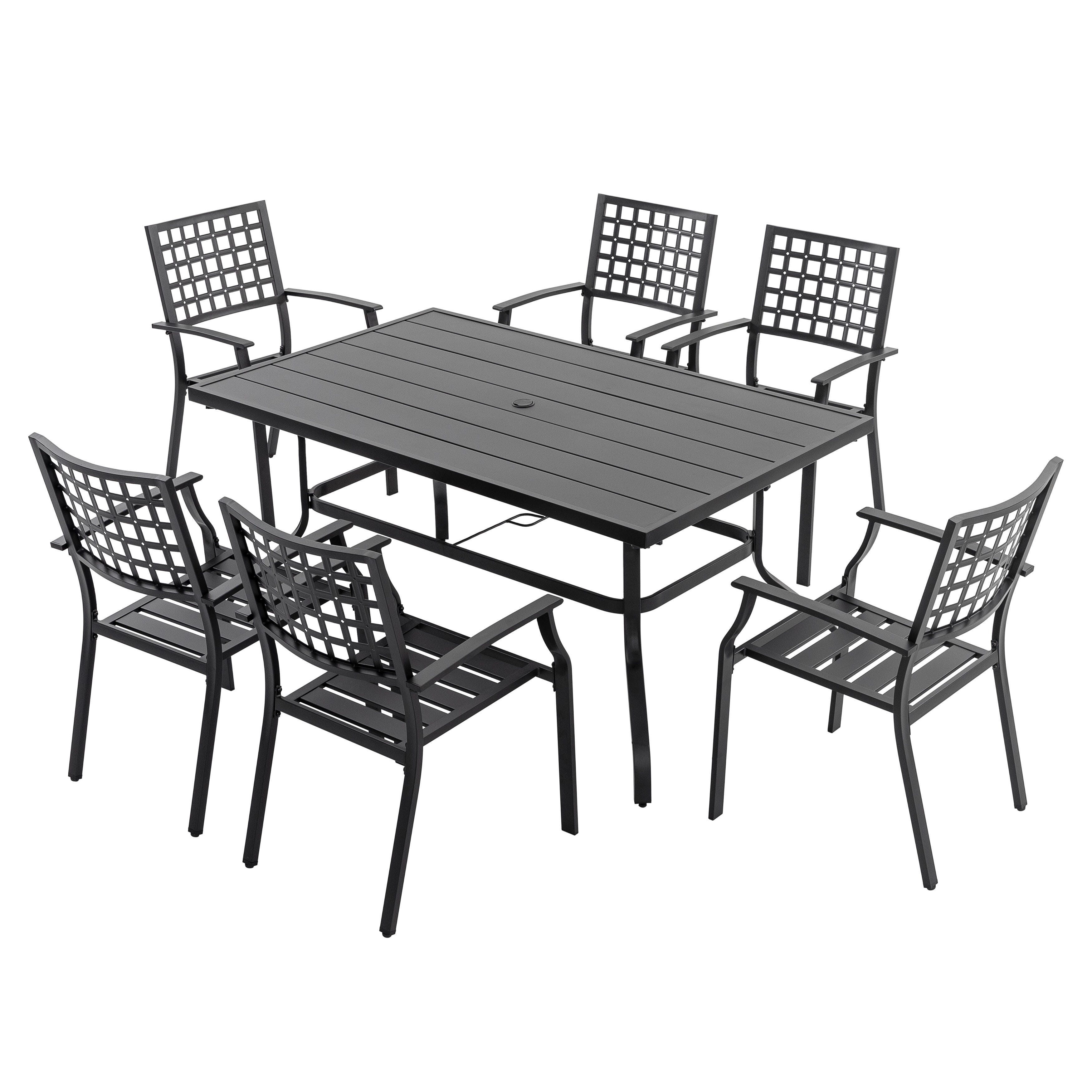 Nuu Garden Outdoor Dining Table with 6 Chairs, , large