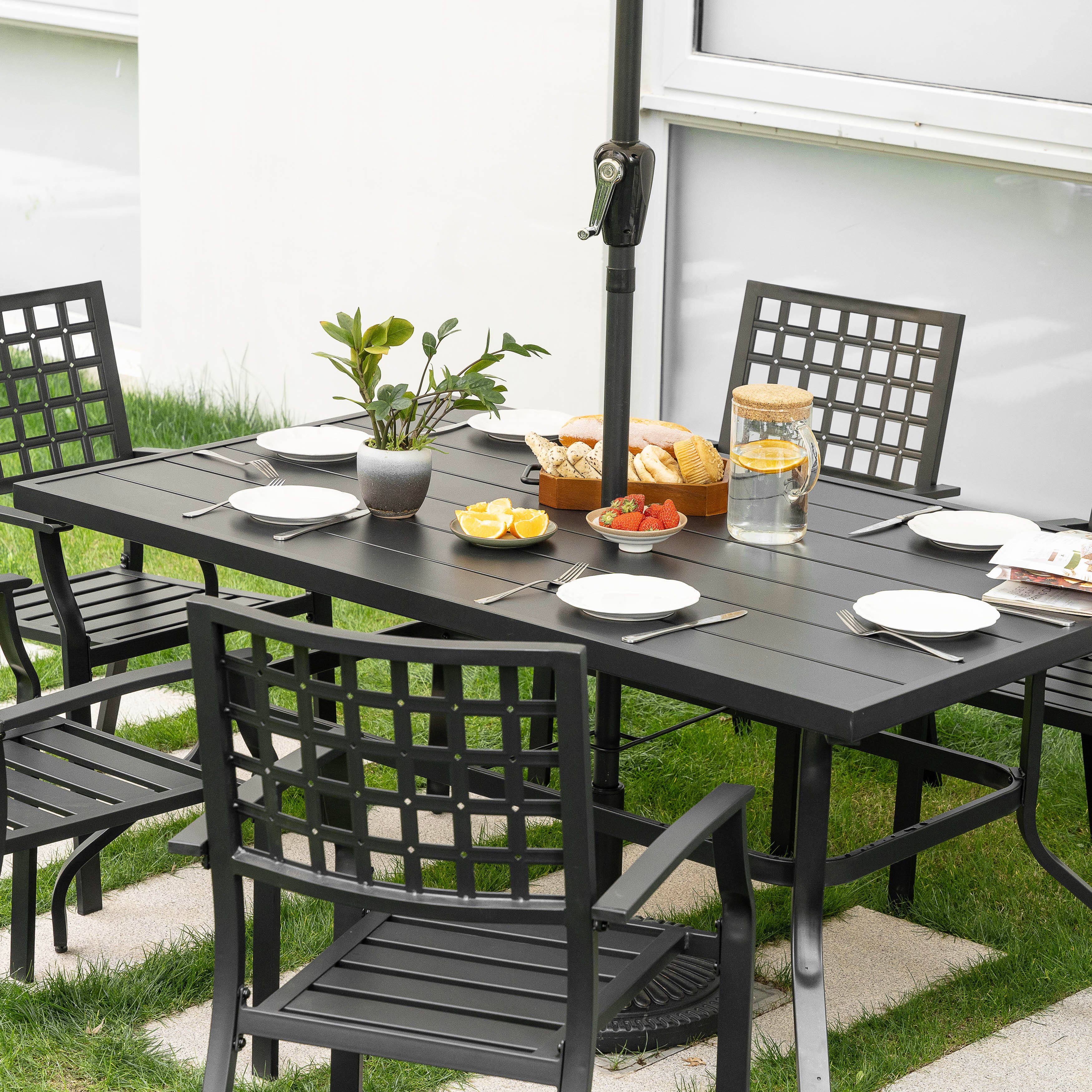 Nuu Garden Outdoor Dining Table with 6 Chairs, , large