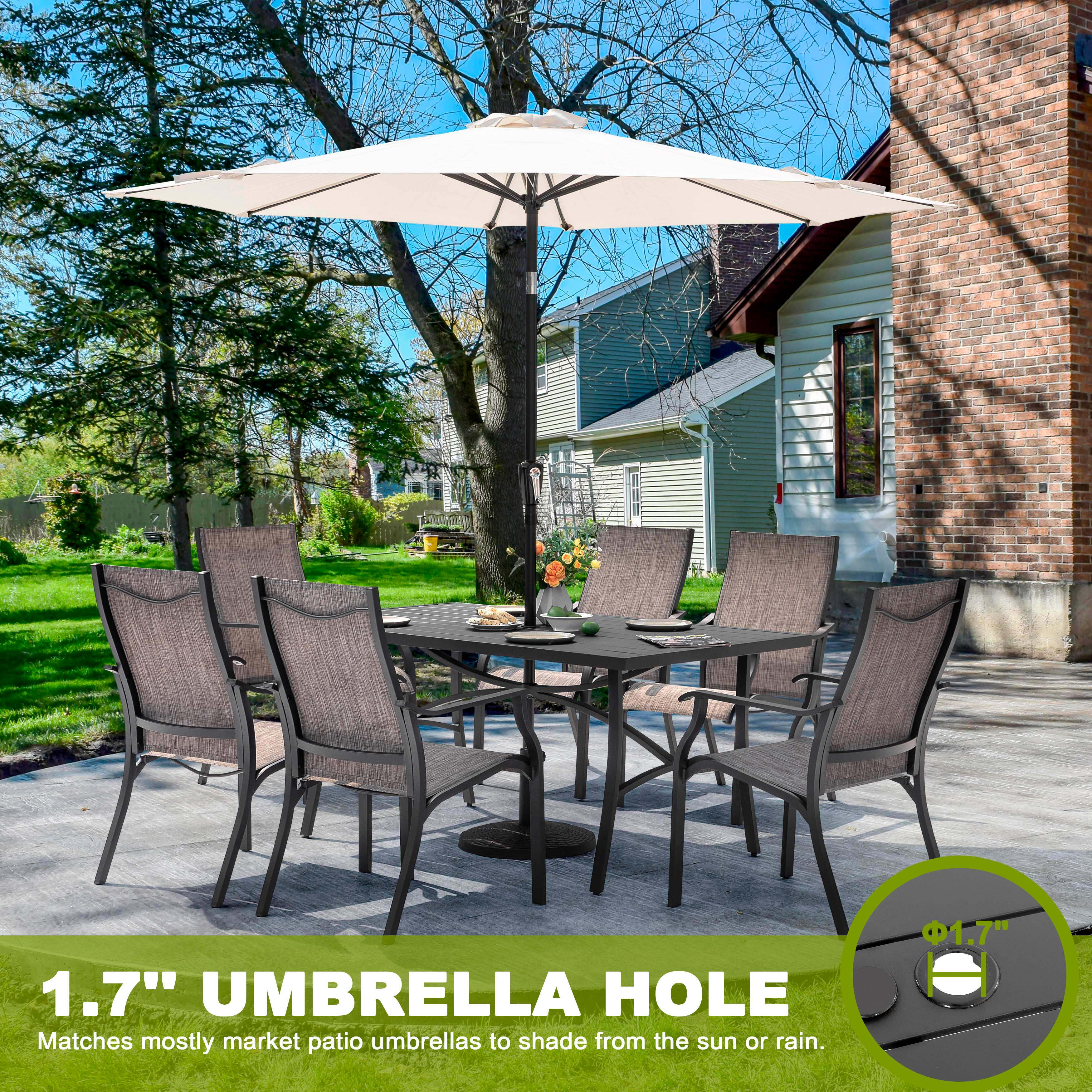 Nuu Garden Outdoor Dining Table and 6 Textilene Chairs, , large