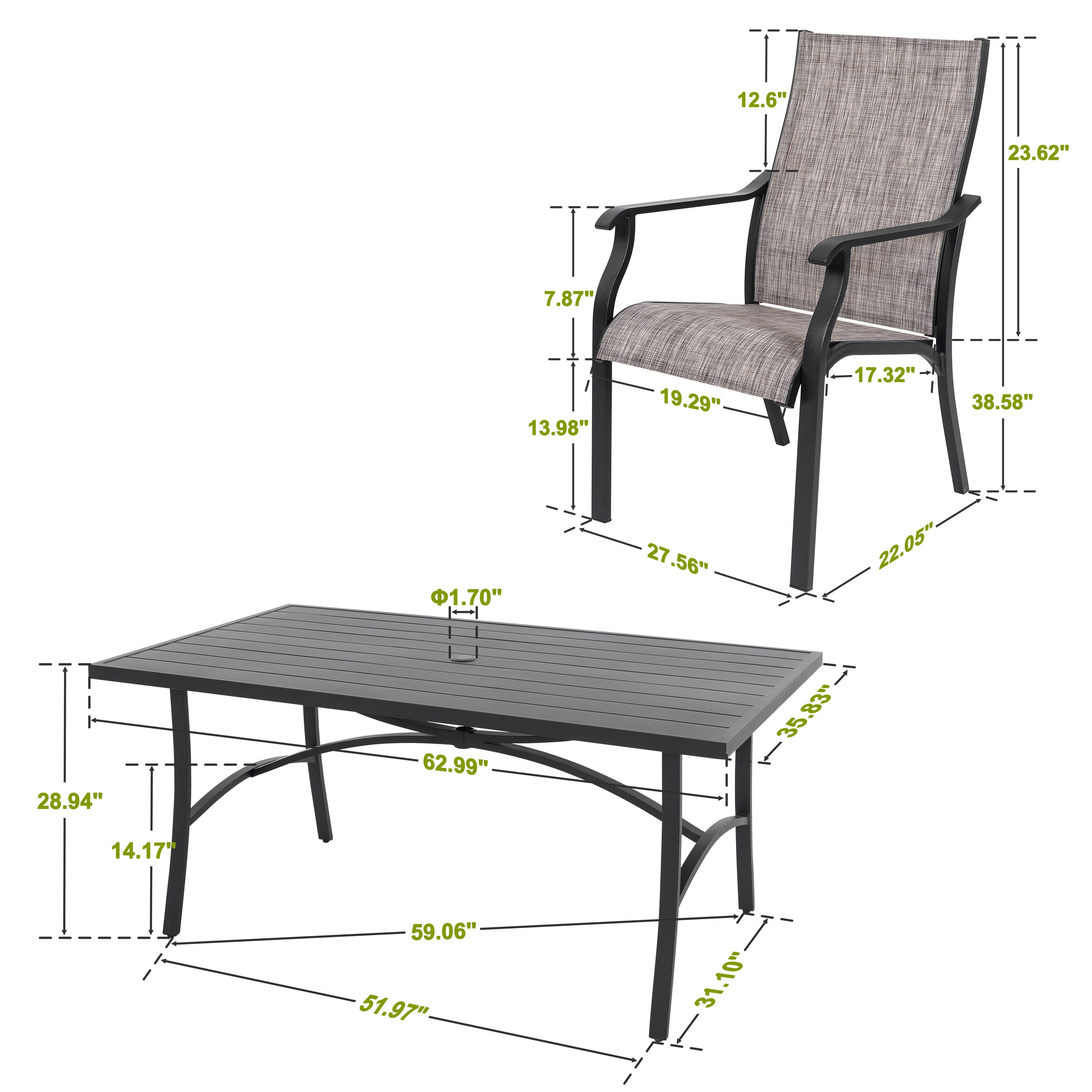 Nuu Garden Outdoor Dining Table and 6 Textilene Chairs, , large