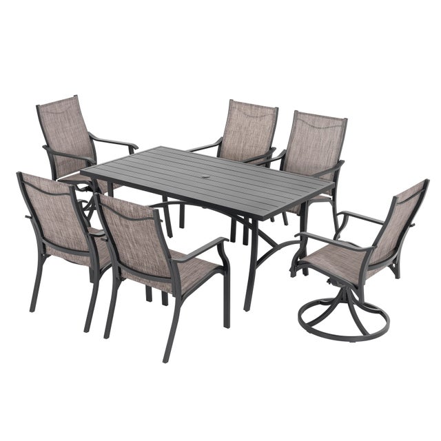 Nuu Garden Patio Dining Set of 6, Textilene Chairs and Aluminum TableP600011973
