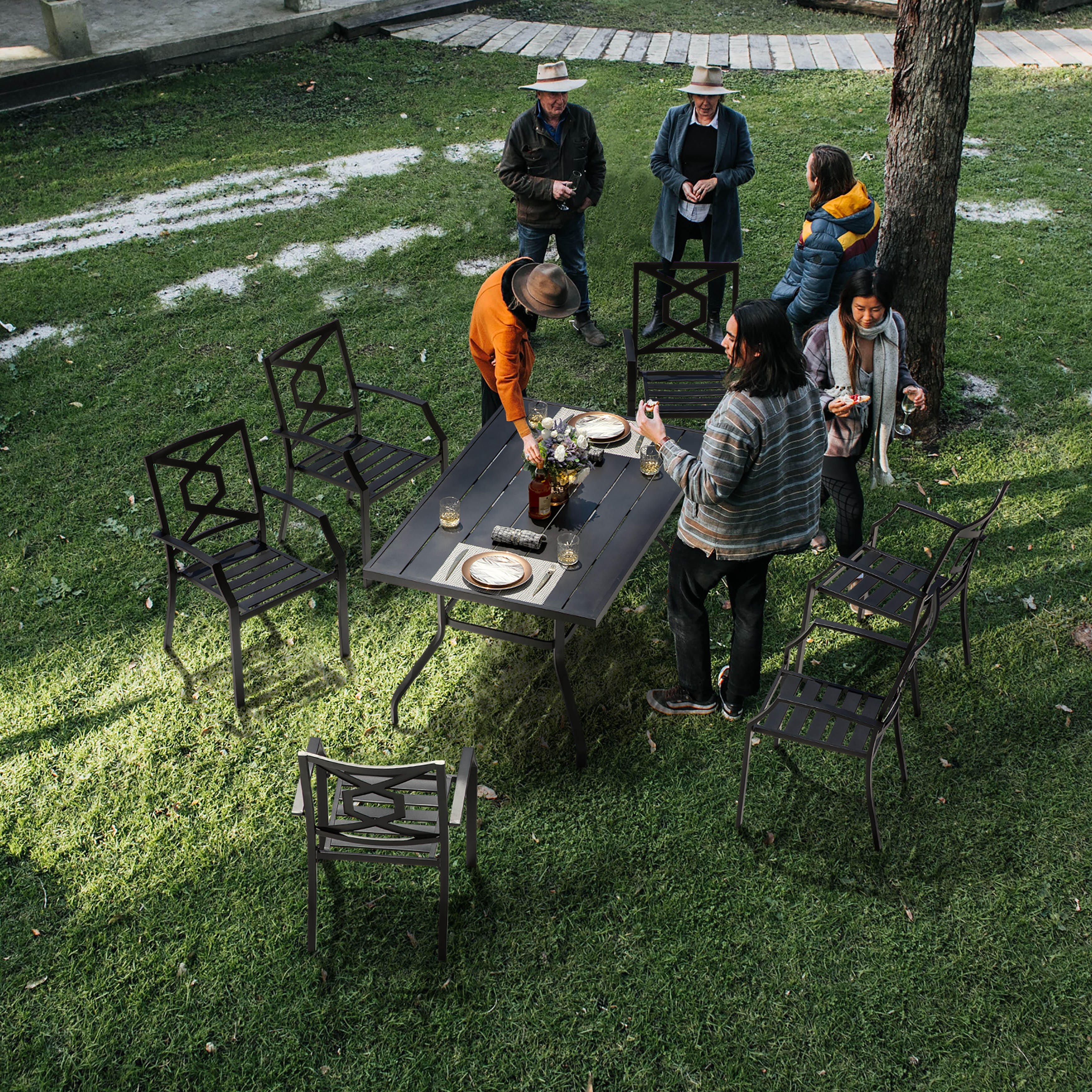 Nuu Garden Outdoor Dining Table and 6 Stackable Chairs, , large