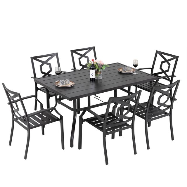Nuu Garden Outdoor Dining Table and 6 Stackable Chairs