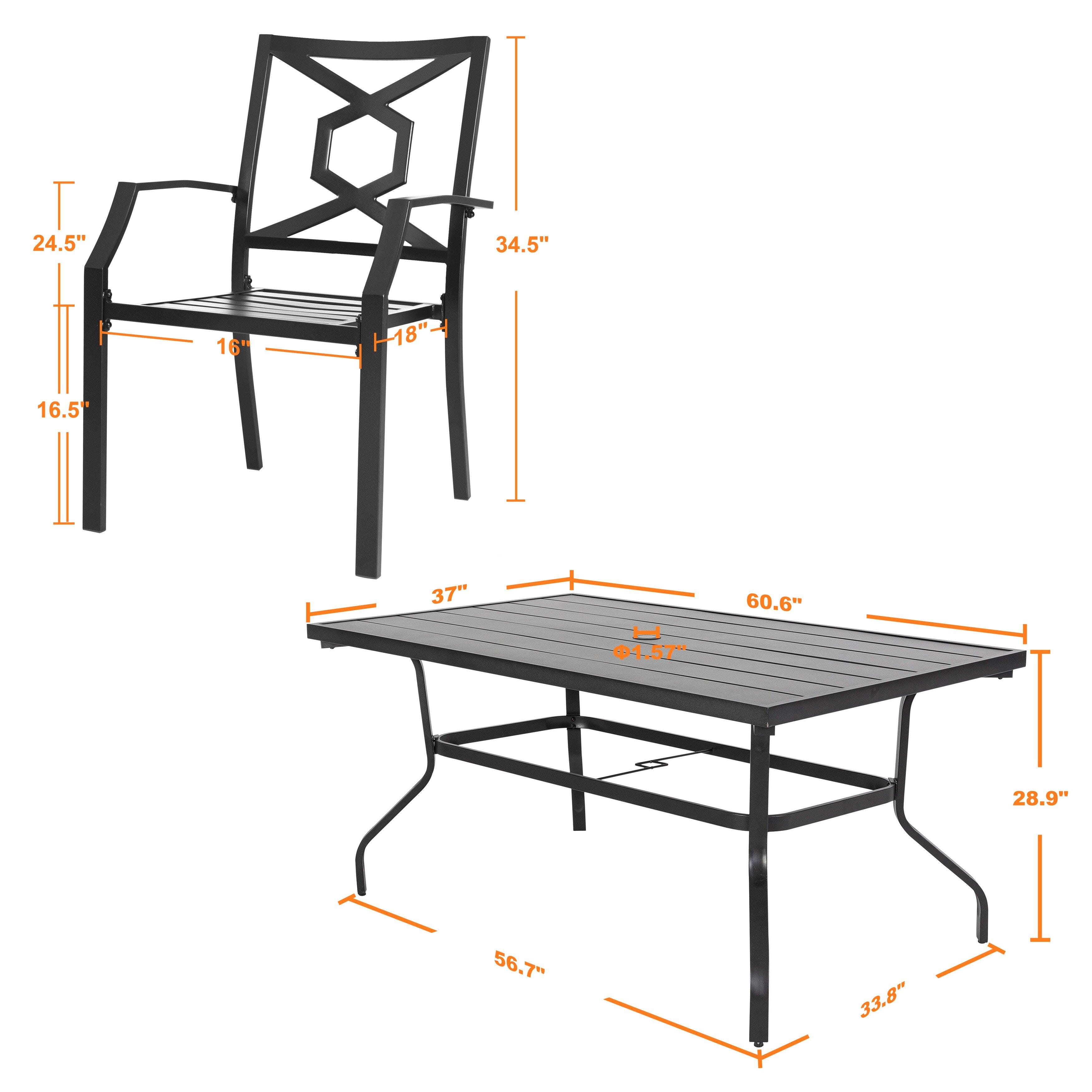 Nuu Garden Outdoor Dining Table and 6 Stackable Chairs, , large