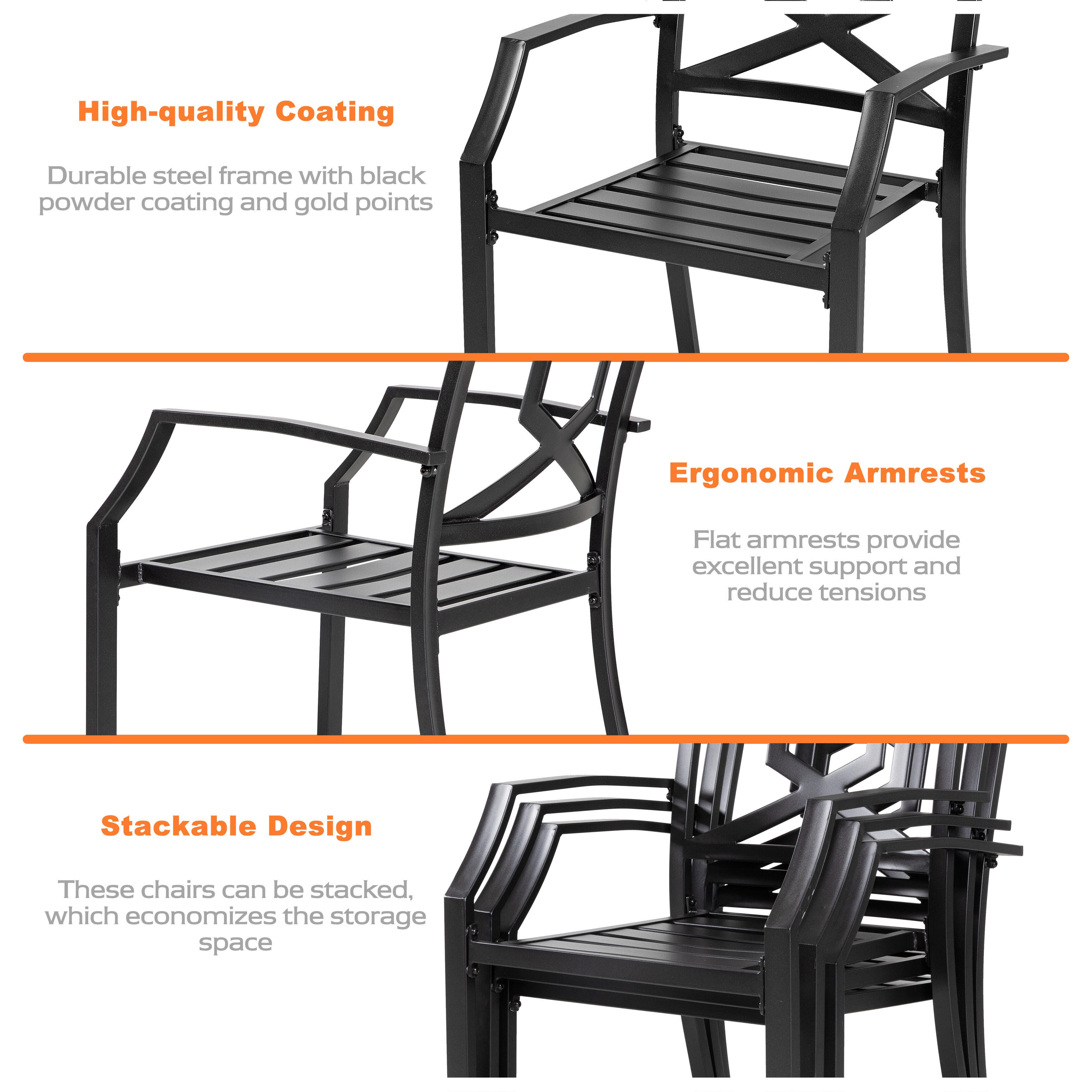 Nuu Garden Outdoor Dining Table and 6 Stackable Chairs, , large