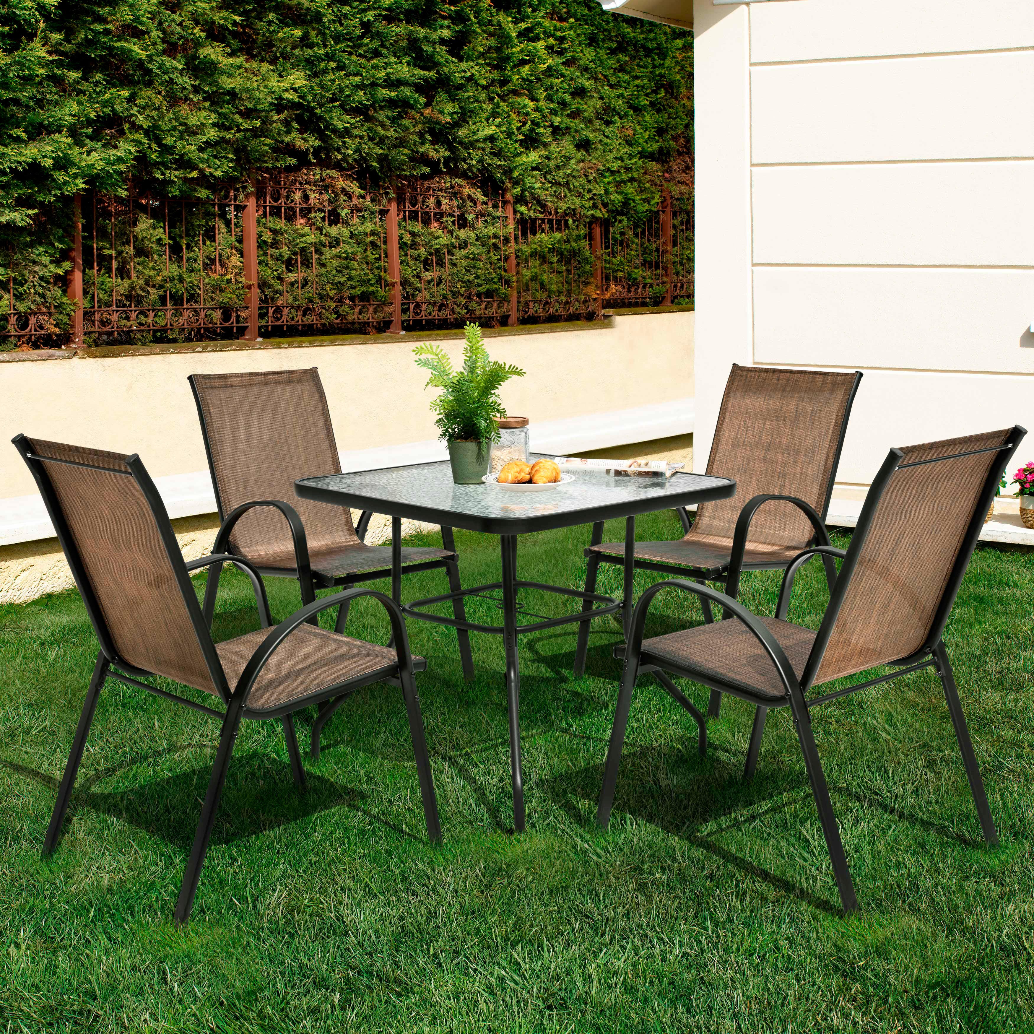 Nuu Garden Outdoor Dining Table and 4 Chairs, , large