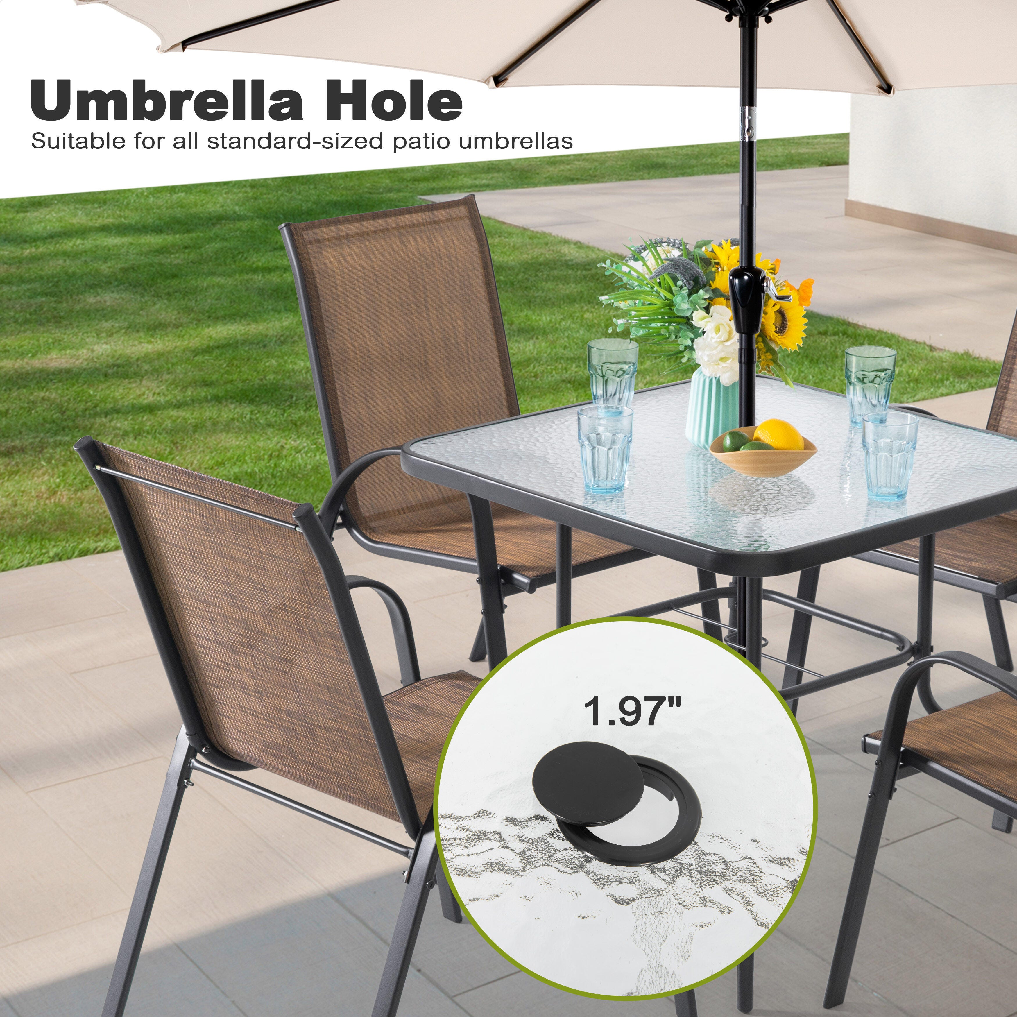 Nuu Garden Outdoor Dining Table and 4 Chairs, , large