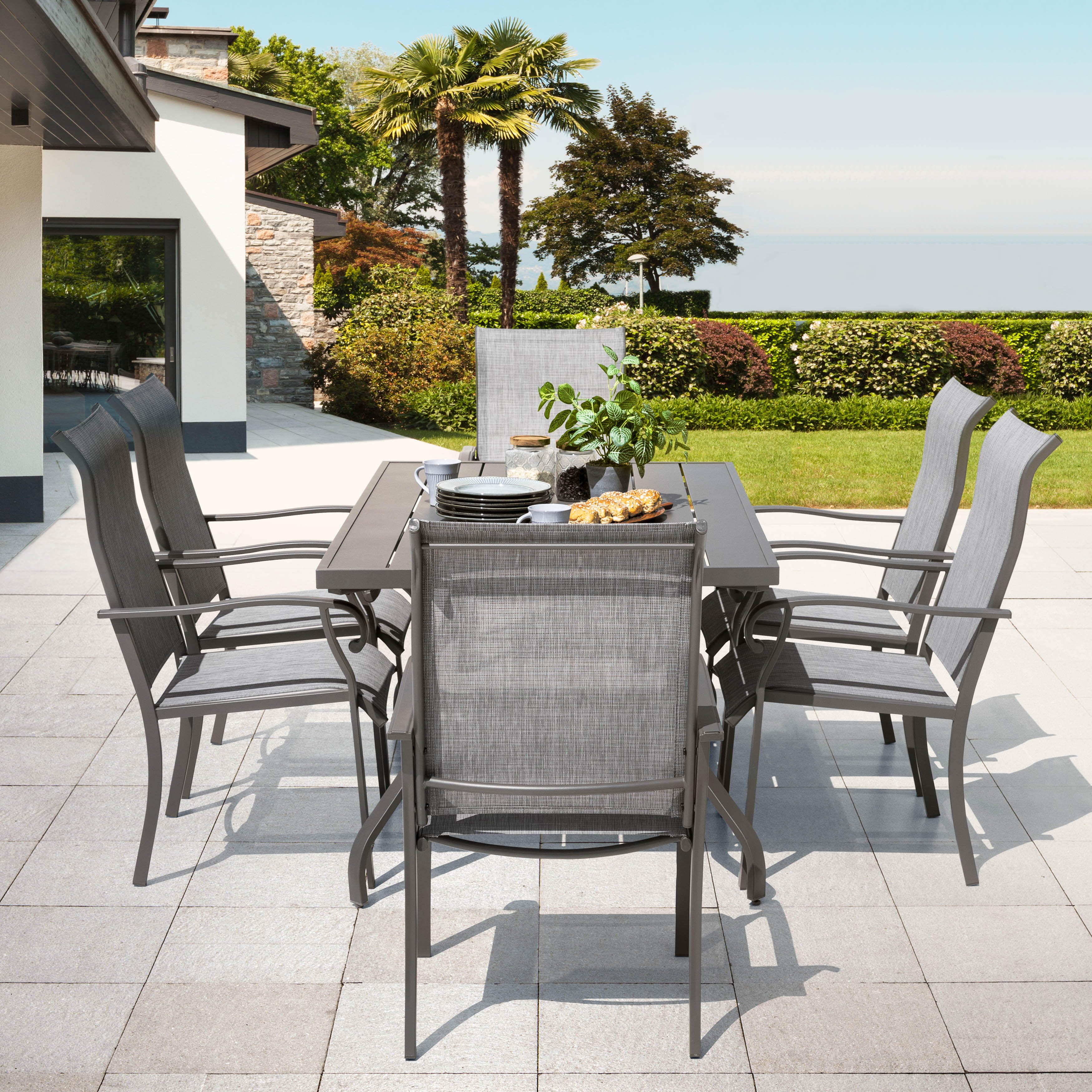 Nuu Garden Outdoor Dining Table and 6 Chairs, , large