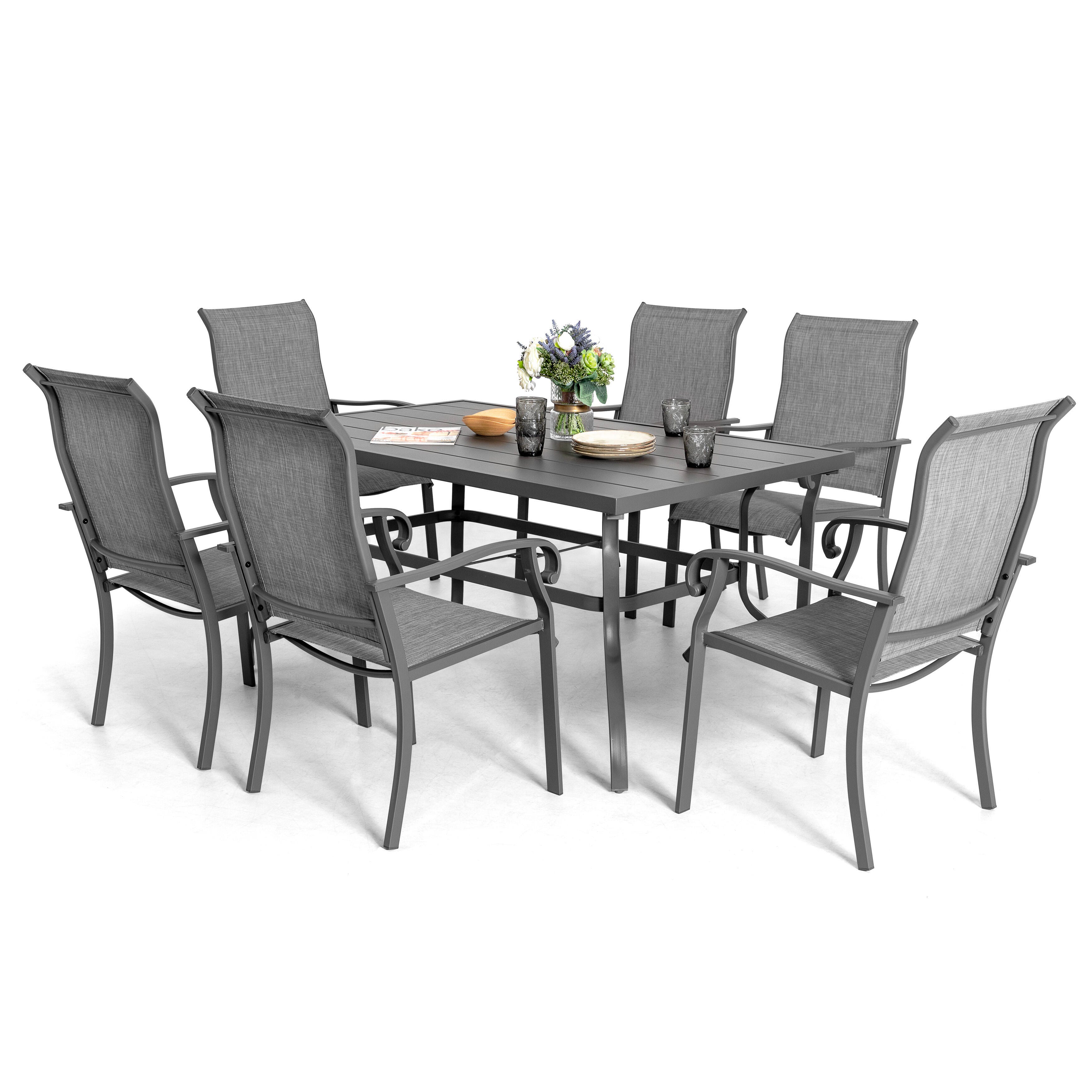 Nuu Garden Outdoor Dining Table and 6 Chairs, , large