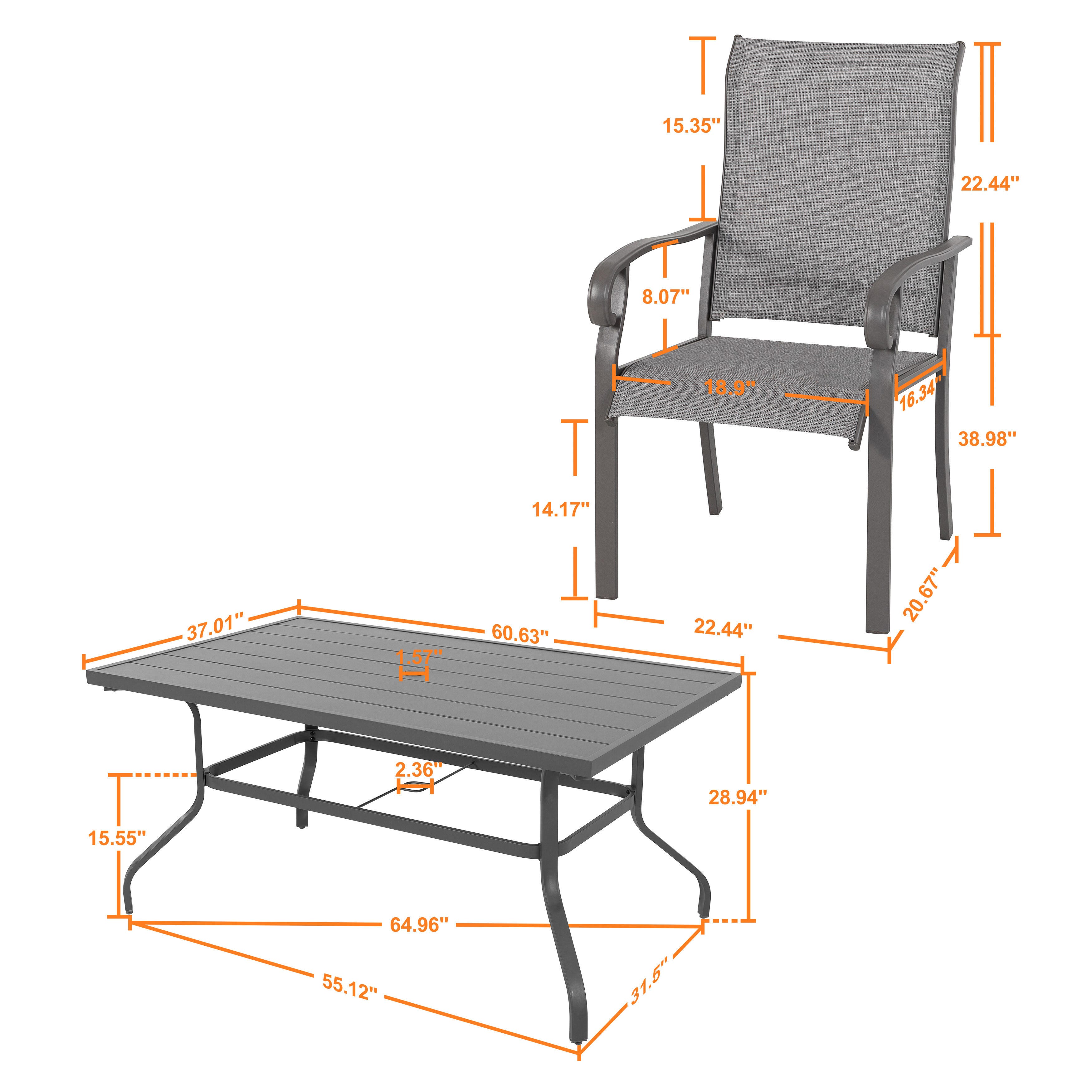 Nuu Garden Outdoor Dining Table and 6 Chairs, , large