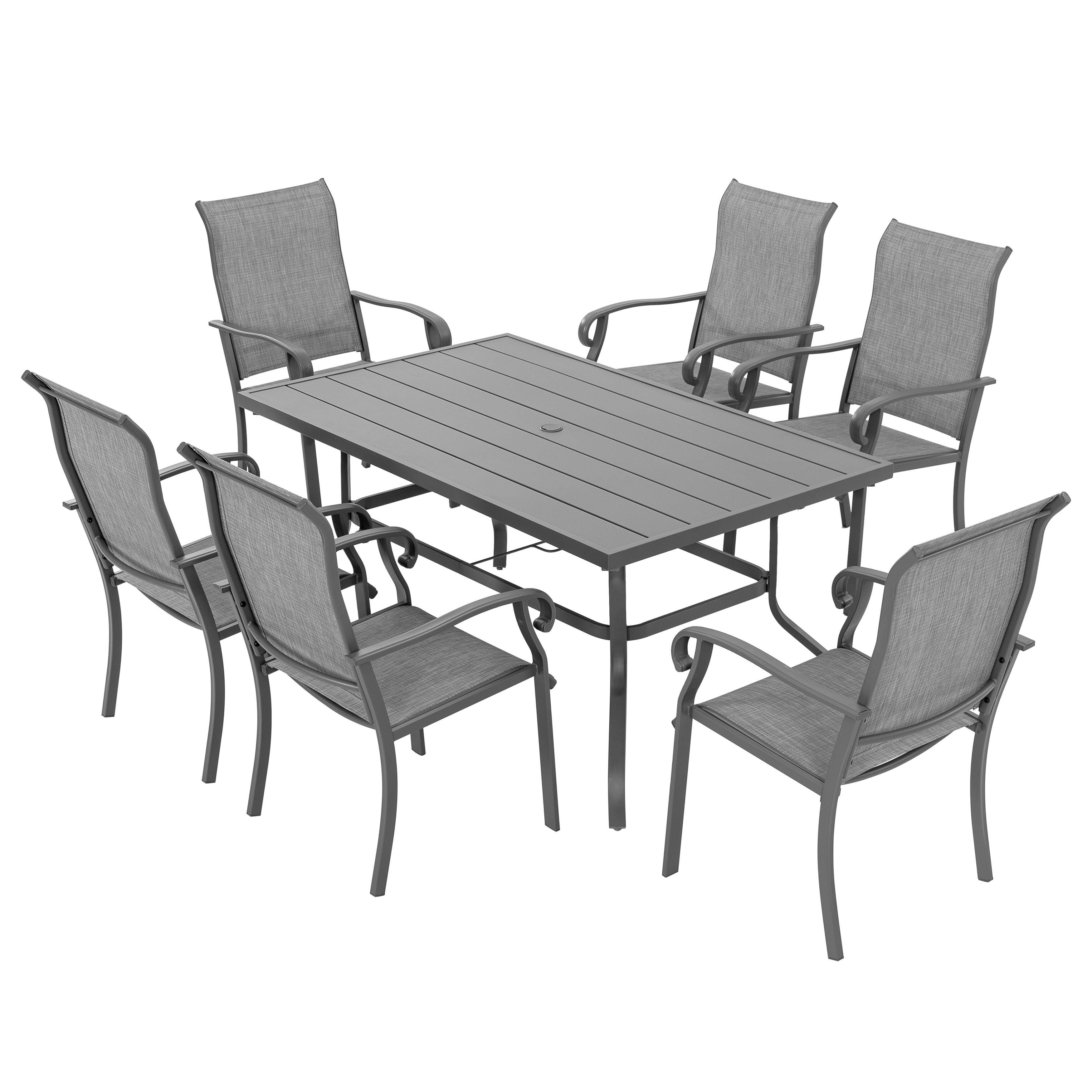 Nuu Garden Outdoor Dining Table and 6 Chairs, , large
