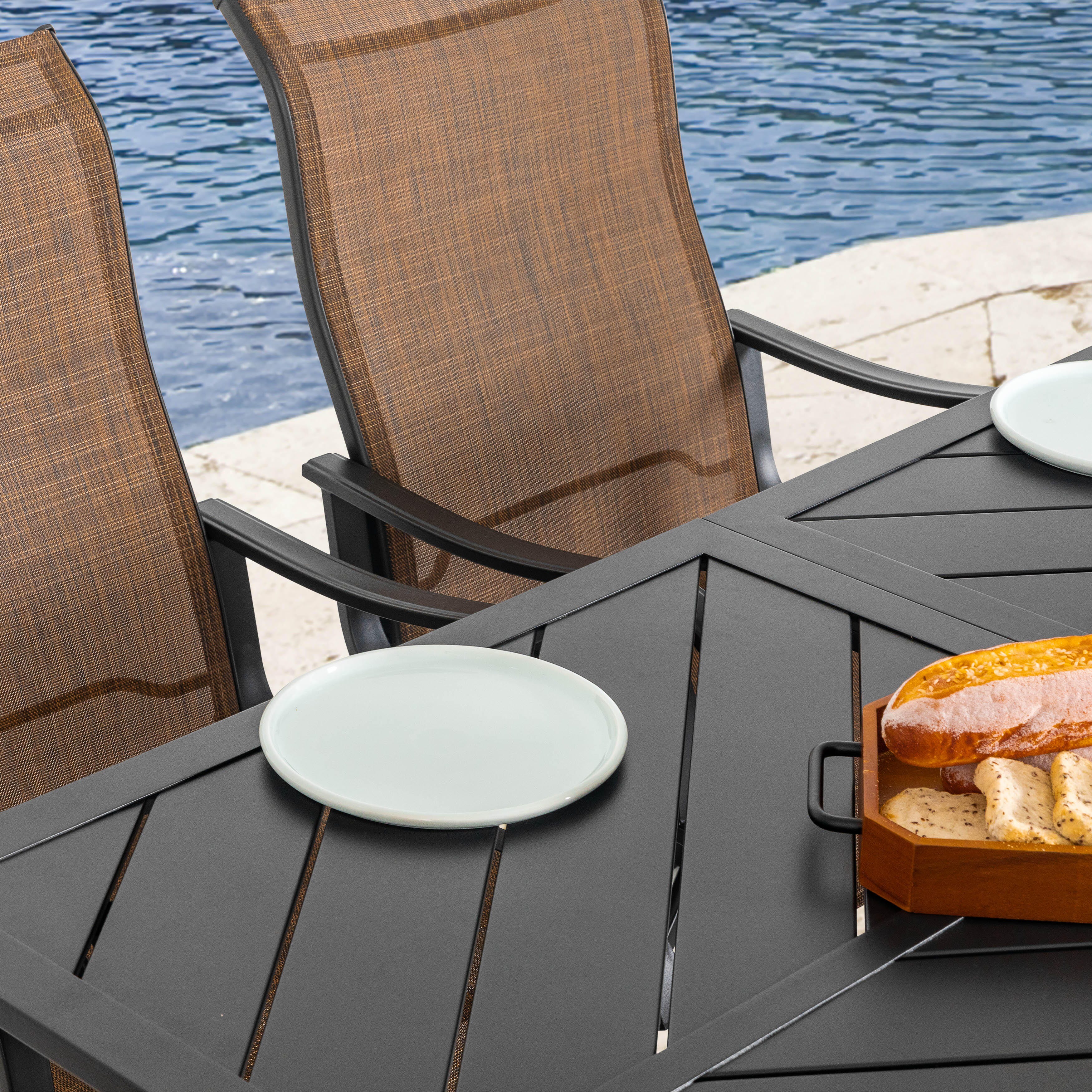 Nuu Garden Outdoor Dining Table and 6 Swivel Chairs, , large