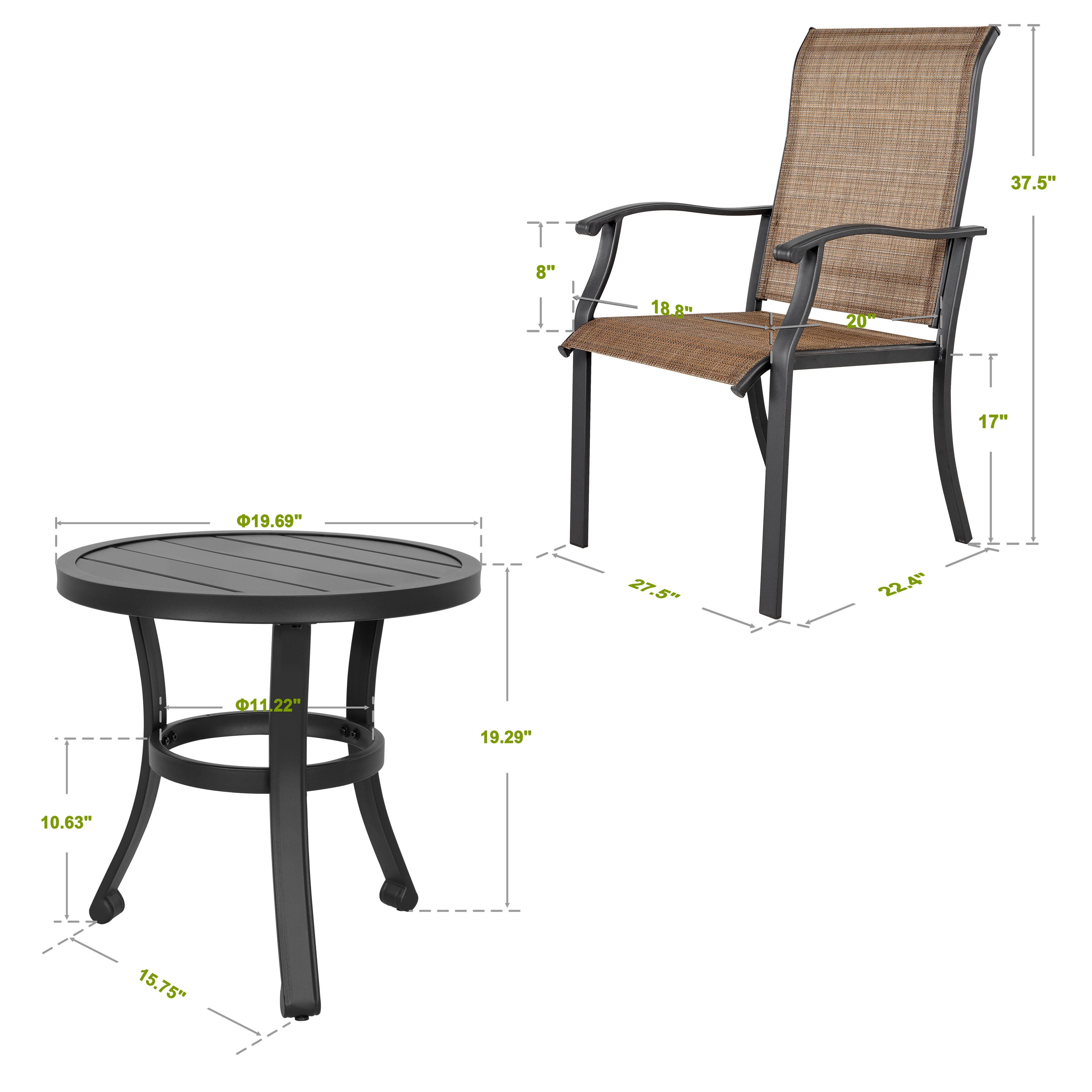 Nuu Garden Outdoor Bistro Table with 2 Chairs, , large