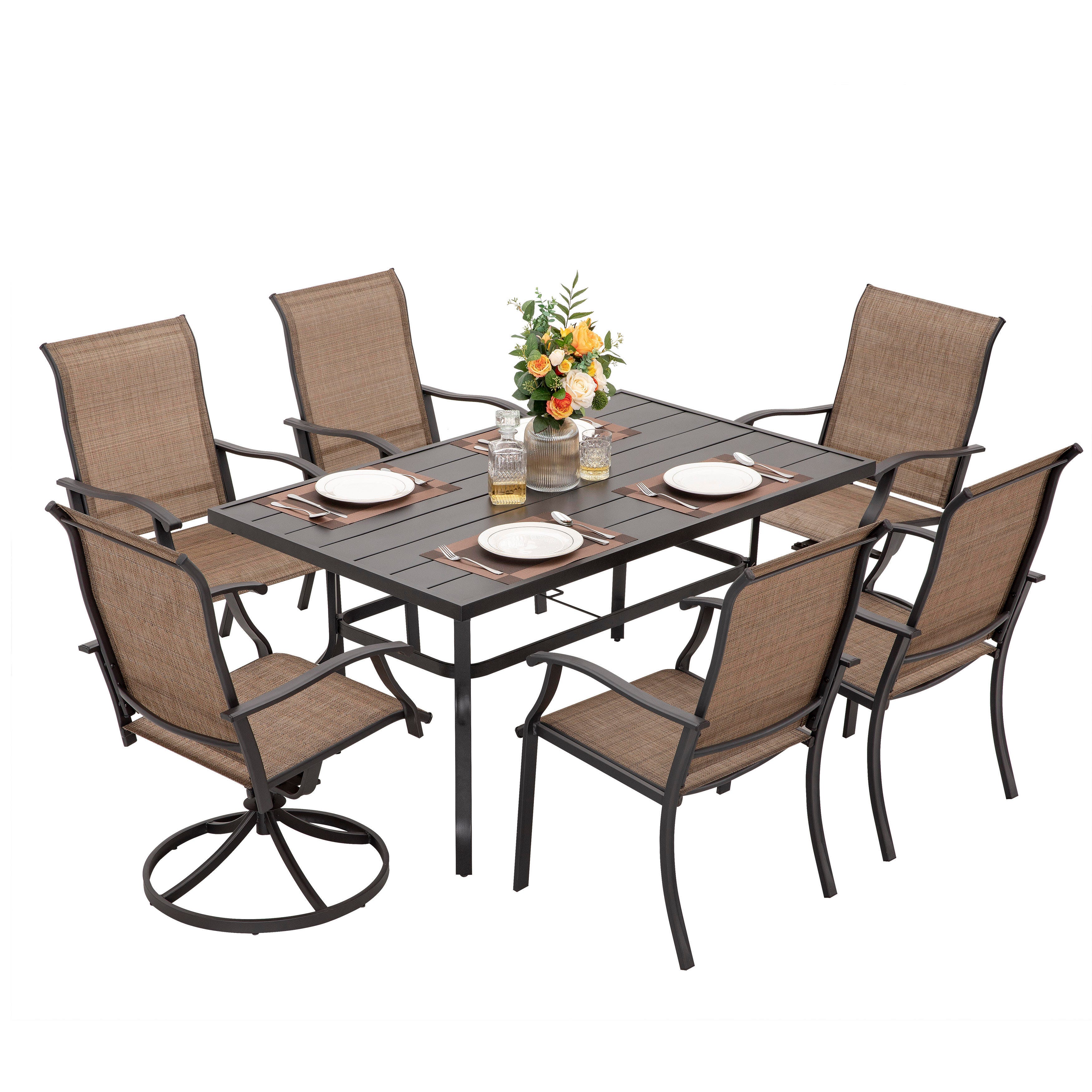 Nuu Garden Outdoor Dining Table with 6 Chairs, , large
