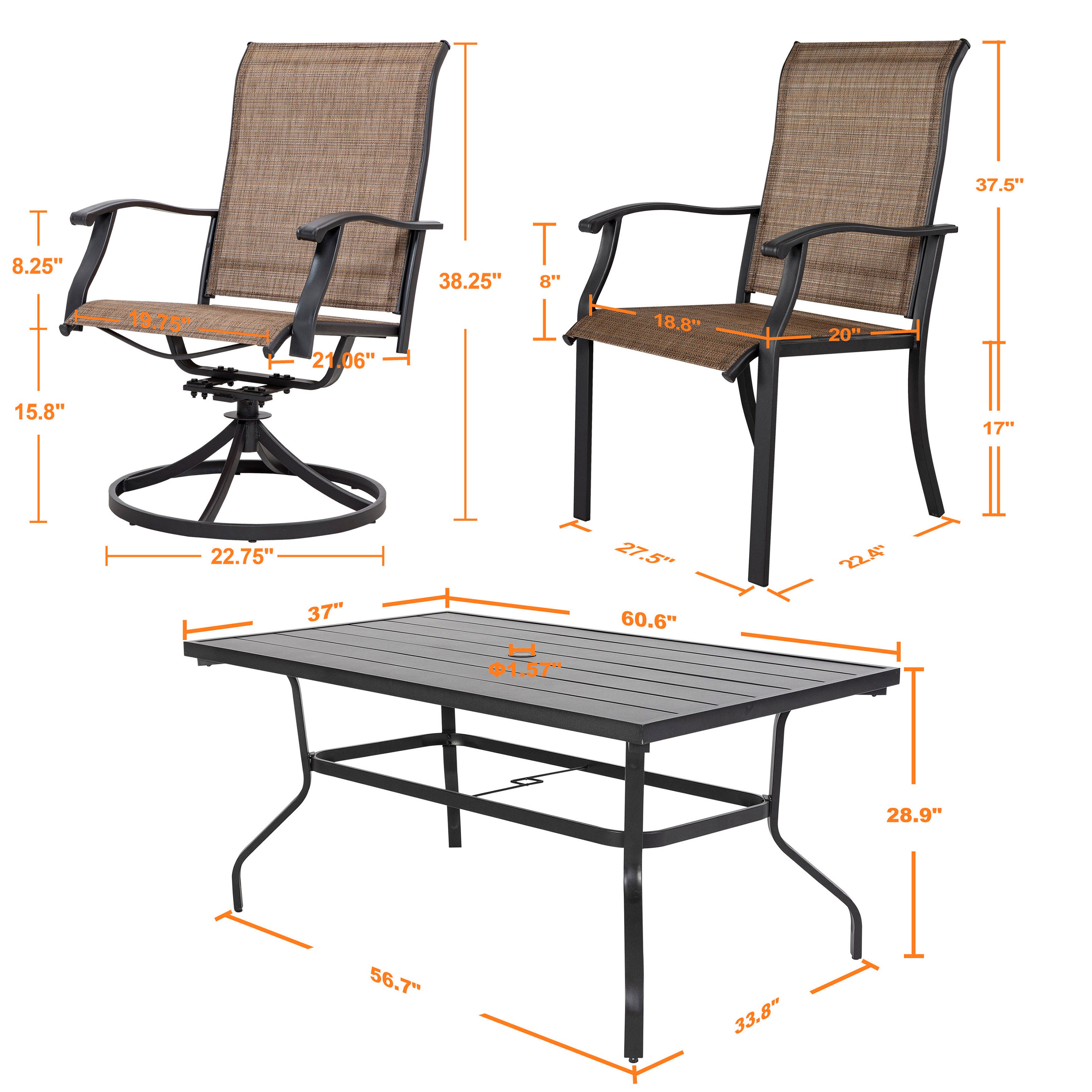 Nuu Garden Outdoor Dining Table with 6 Chairs, , large