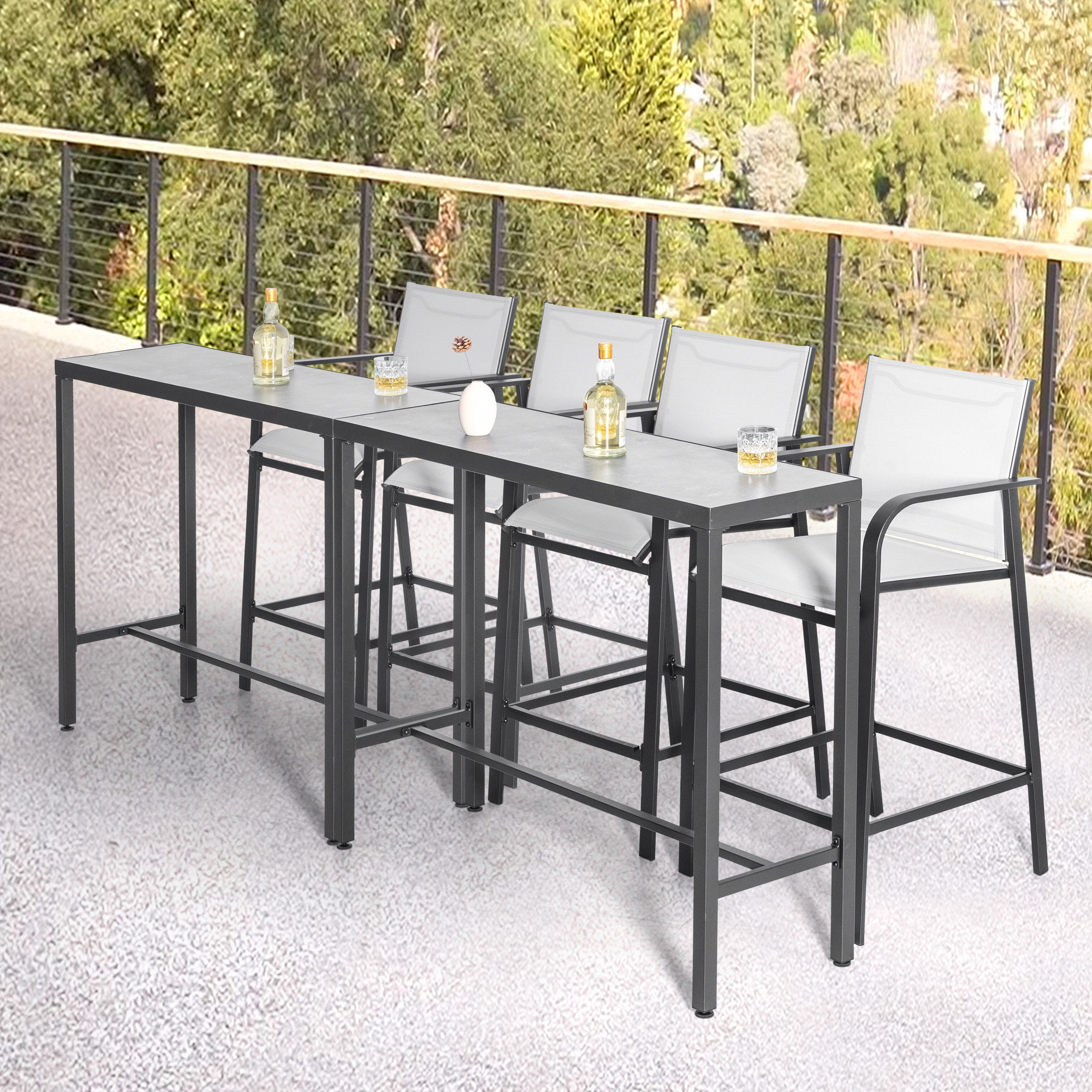 Nuu Garden Outdoor Bar Table with 2 Bar Stools, , large