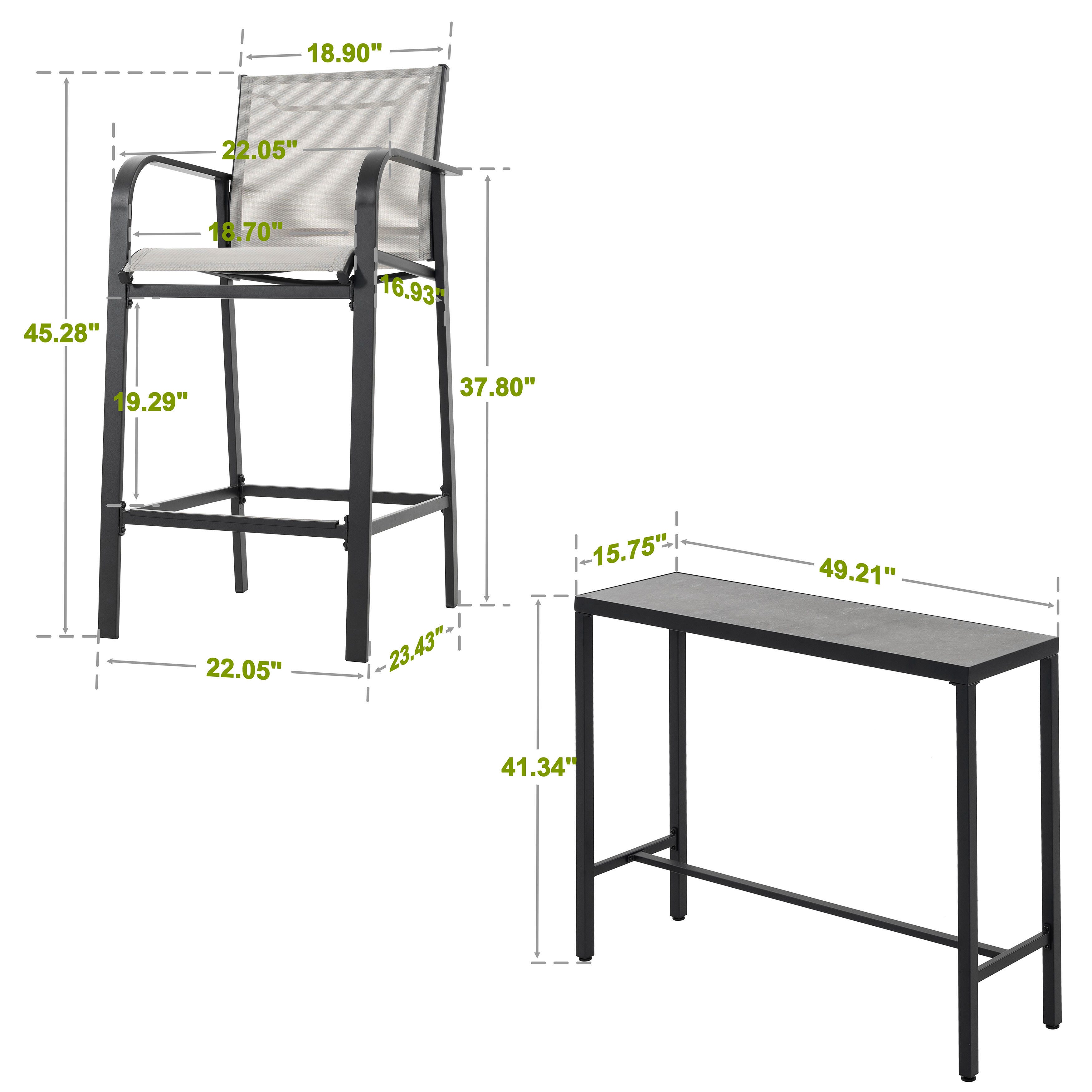 Nuu Garden Outdoor Bar Table with 2 Bar Stools, , large
