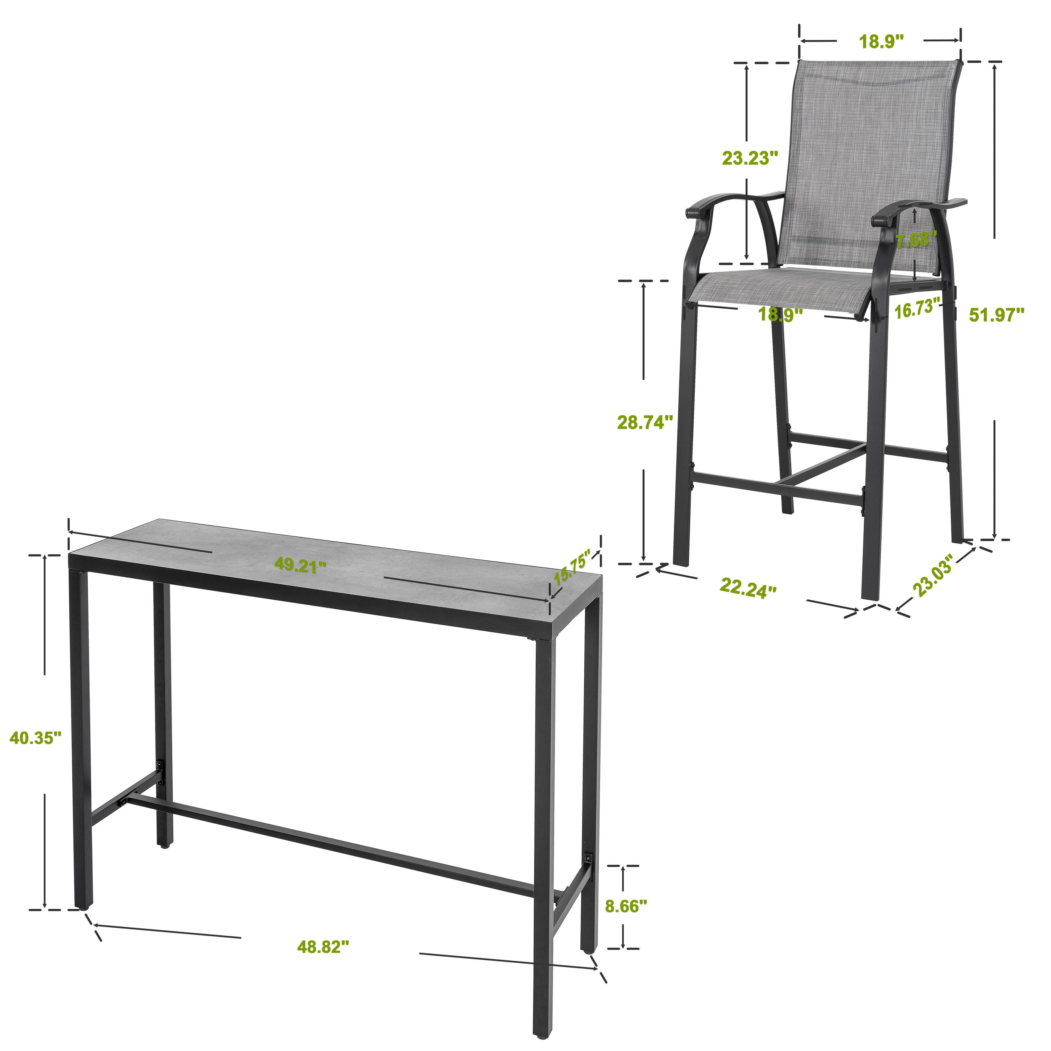 Nuu Garden Outdoor Bar Table and 2 Textilene Bar Stools, , large