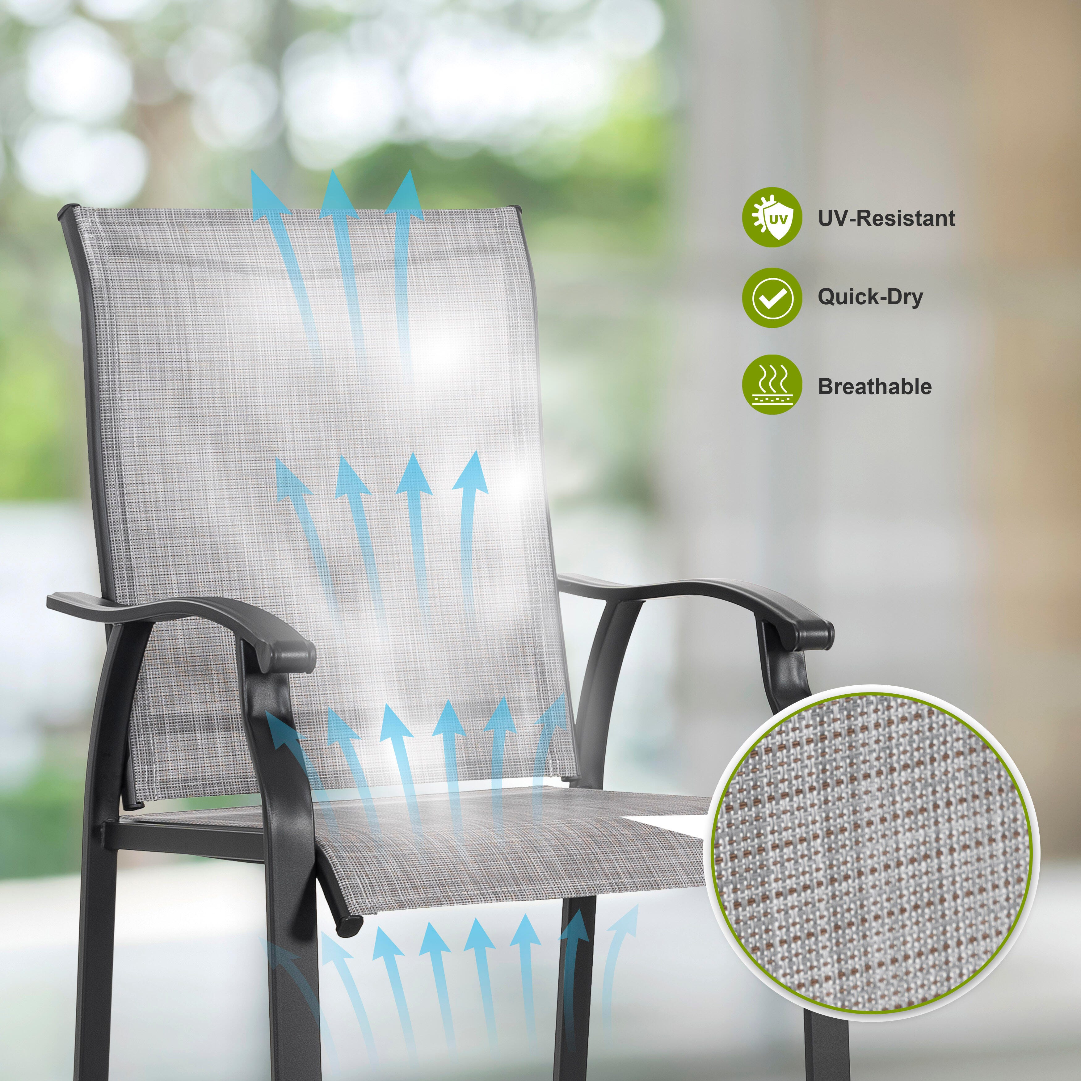 Nuu Garden Outdoor Bar Table and 2 Textilene Bar Stools, , large