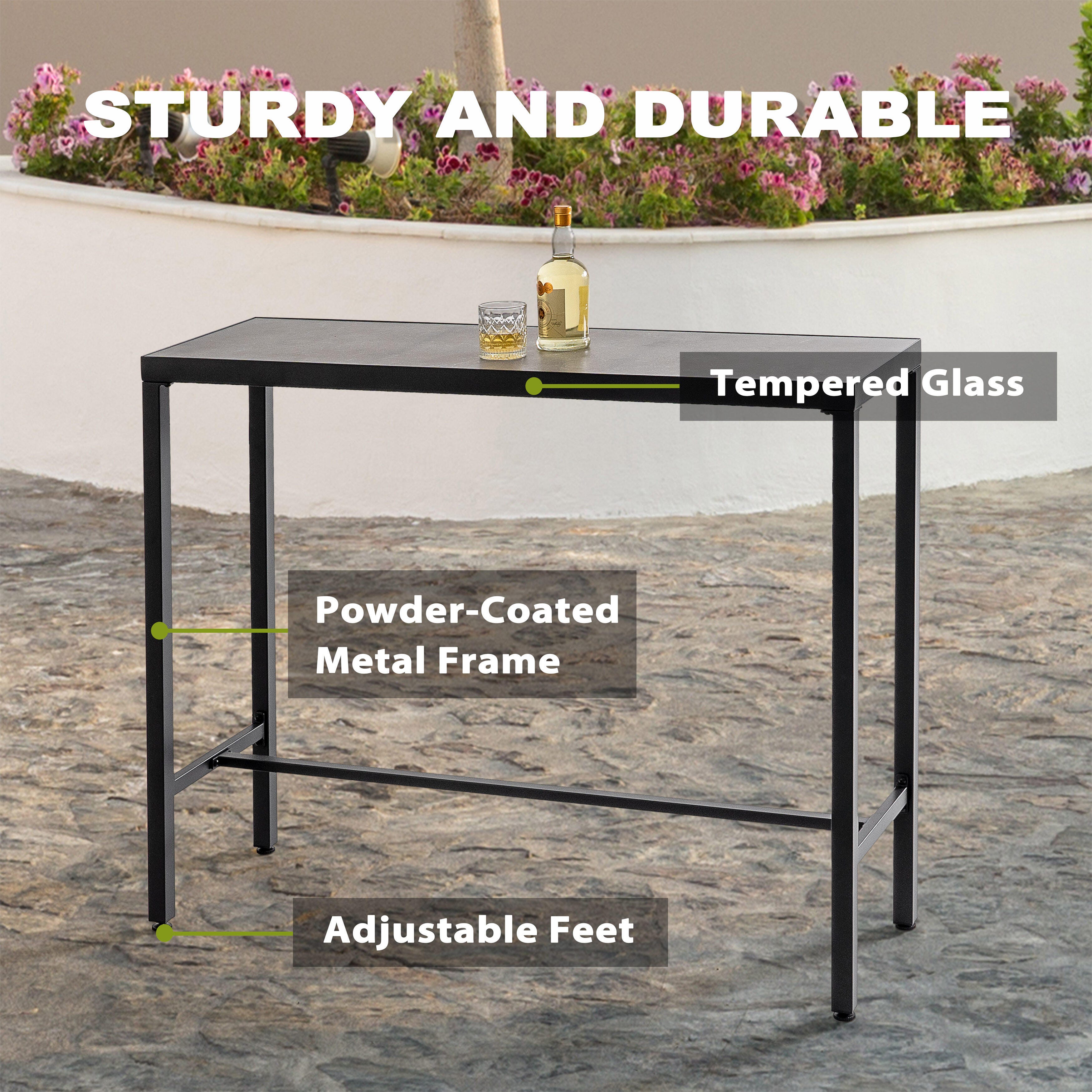 Nuu Garden Outdoor Bar Table and 2 Textilene Bar Stools, , large